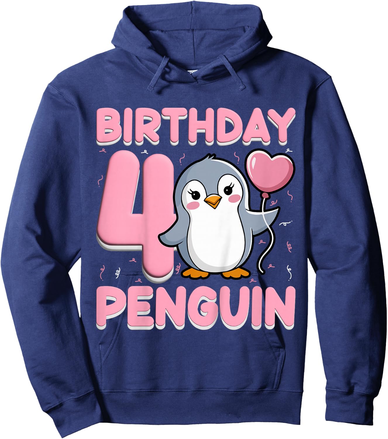 Birthday Penguin 4 Years Old Kids 4th Birthday Party Hoodie - Hoodie | Navy