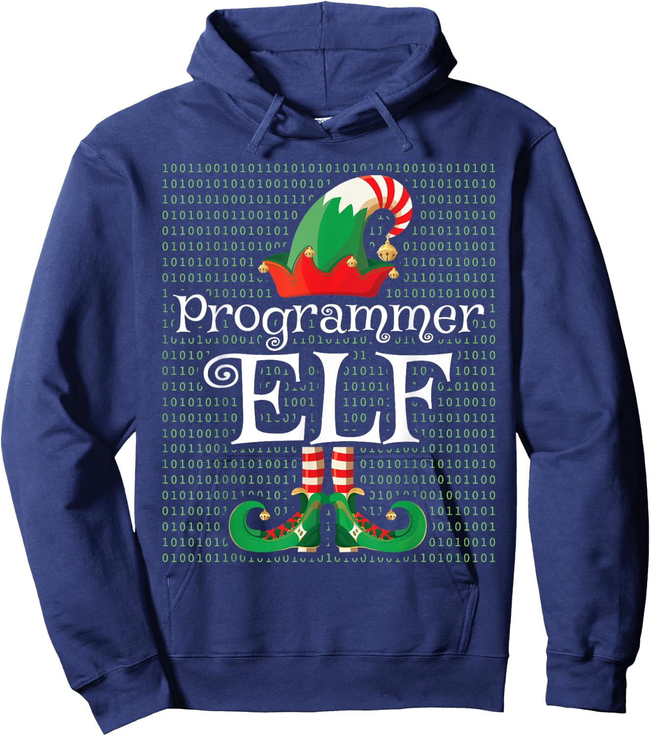 Programmer Elf Shirt Funny Costume Matching Elf Christmas Hoodie - Hoodie | Navy