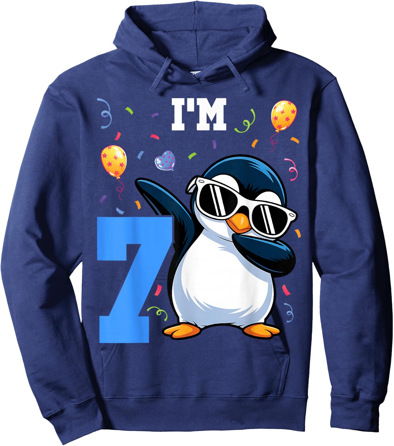 I'm 7 Penguin 7th Birthday Kids Hoodie - Hoodie | Navy