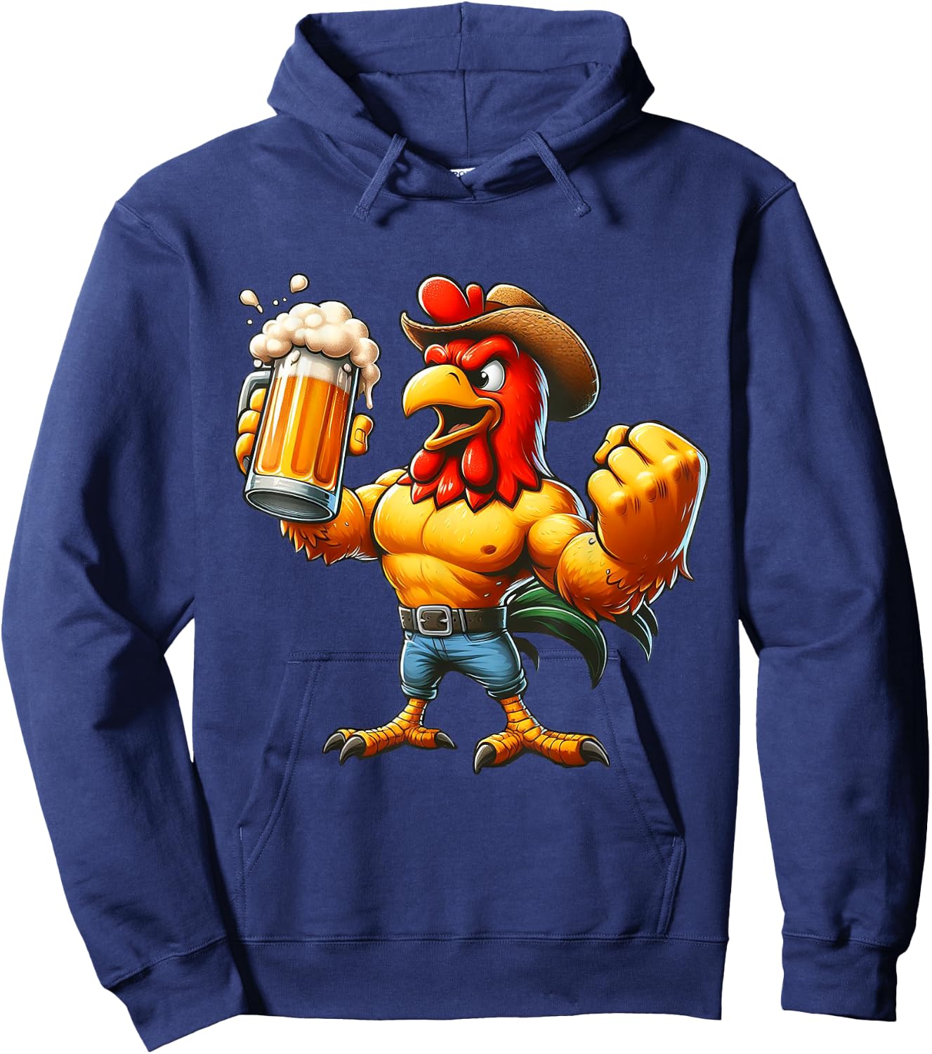 Karate Kick Chicken Beer and Martial Arts Fusion Chickens Hoodie - Hoodie | Navy
