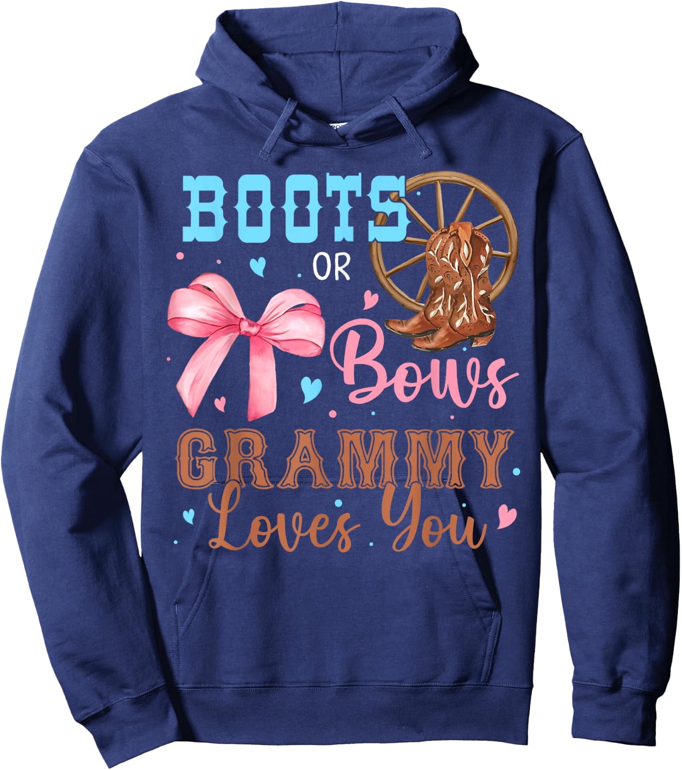 Boots or Bows Gender Reveal Decorations Grammy Loves You Hoodie - Hoodie | Navy