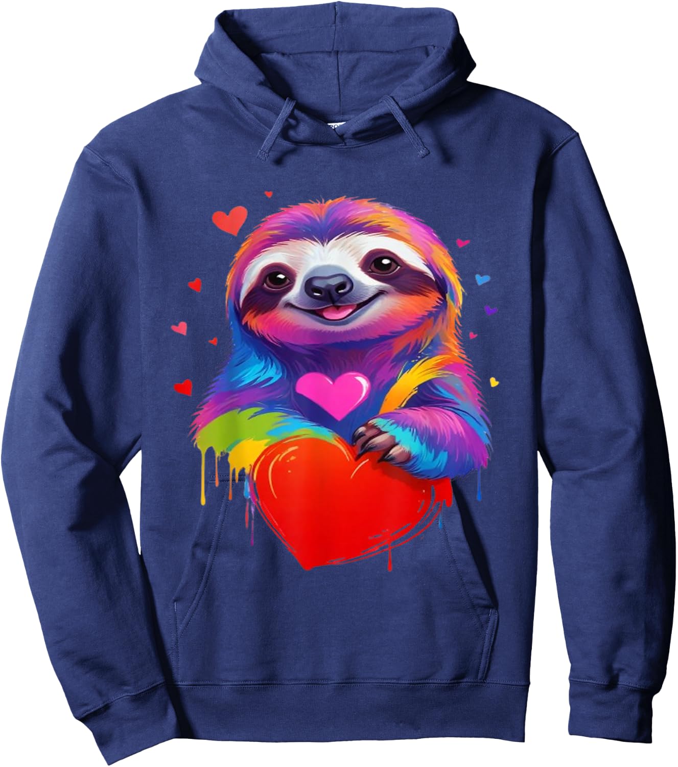 Lazy Shirt - Colorful Heart Shaped Graphic , Black, S Hoodie - Hoodie | Navy