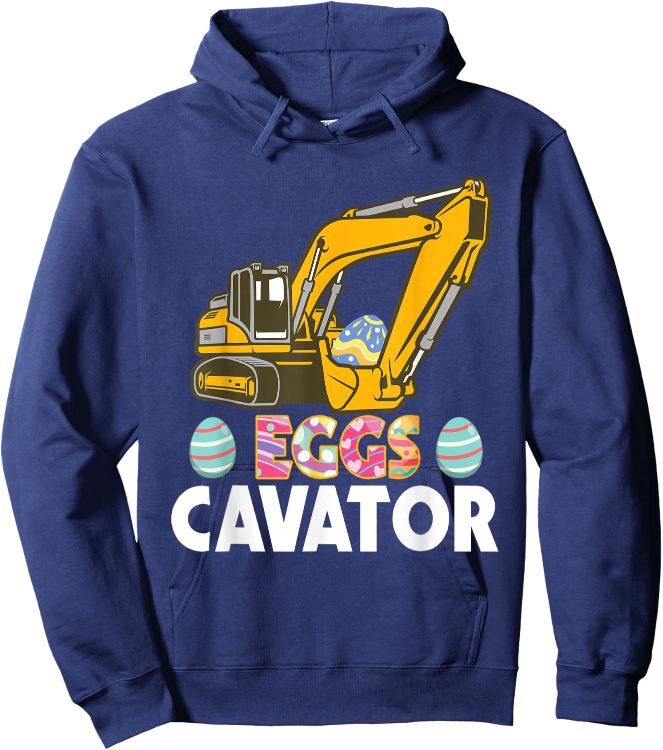 Eggscavator - Construction Truck Easter Sunday Egg Hunting Hoodie - Hoodie | Navy