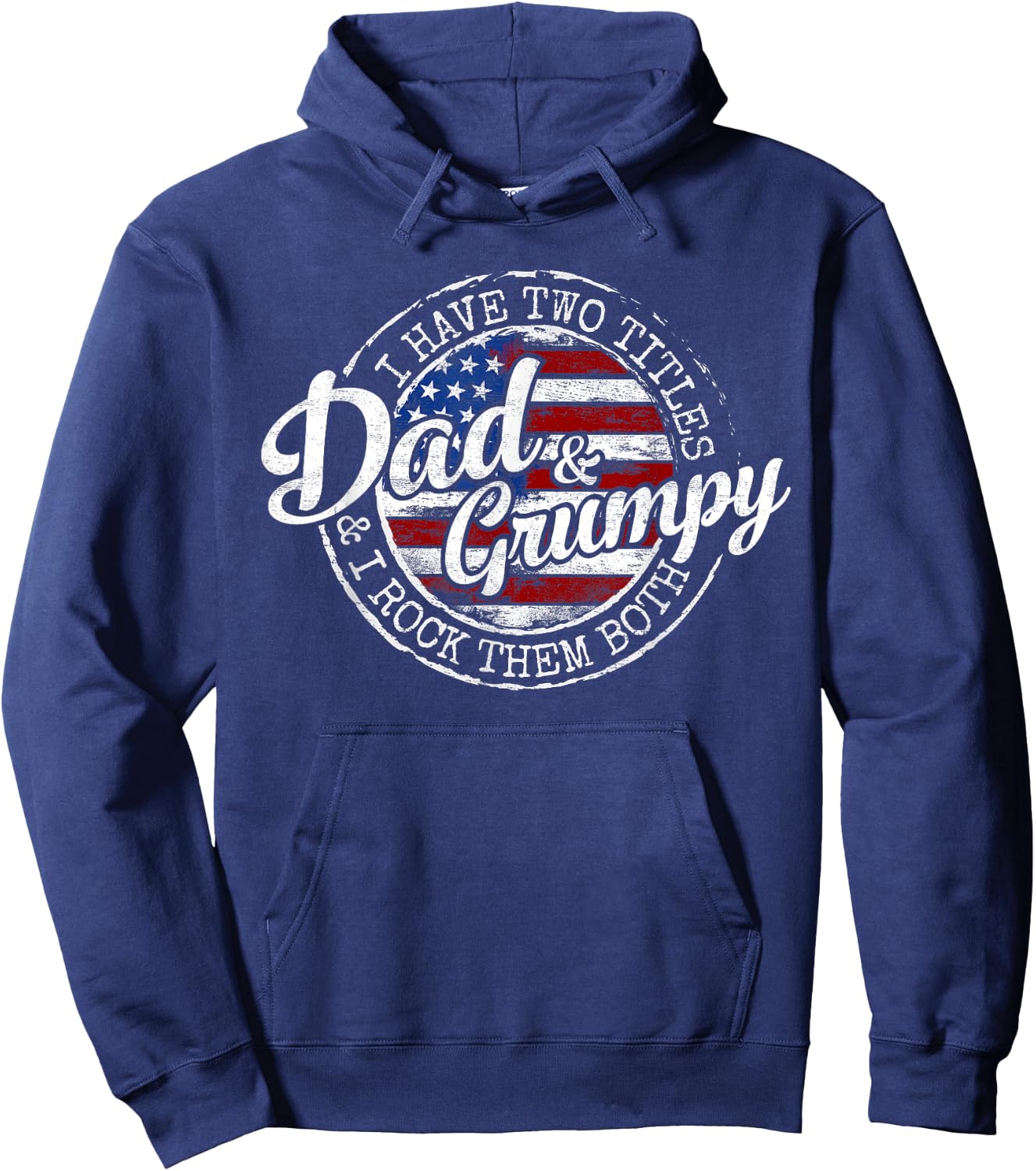 I Have Two Titles Dad & Grumpy Vintage Stamp Fathers Day Hoodie - Hoodie | Navy