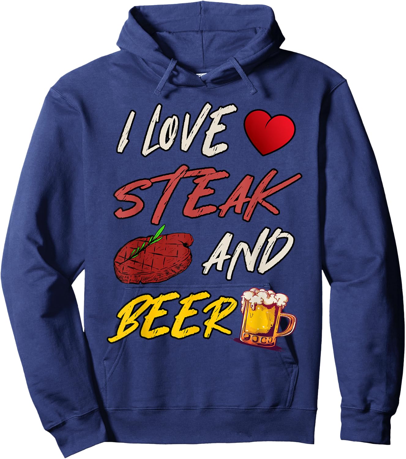 I Love Steak And Beer Hoodie - Hoodie | Navy