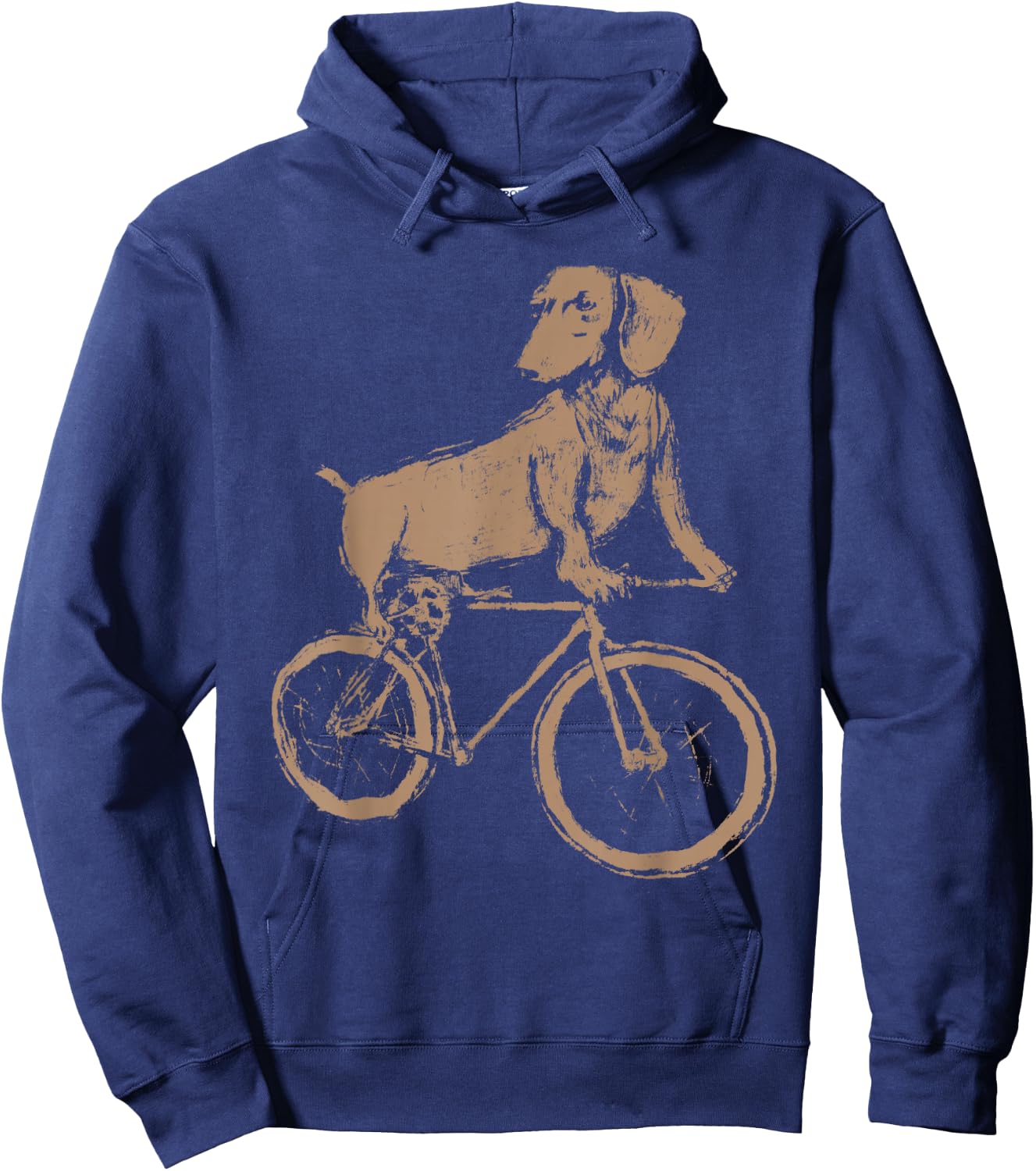 Dachshund on a Bicycle - Dachshund Riding A Bicycle Hoodie - Hoodie | Navy