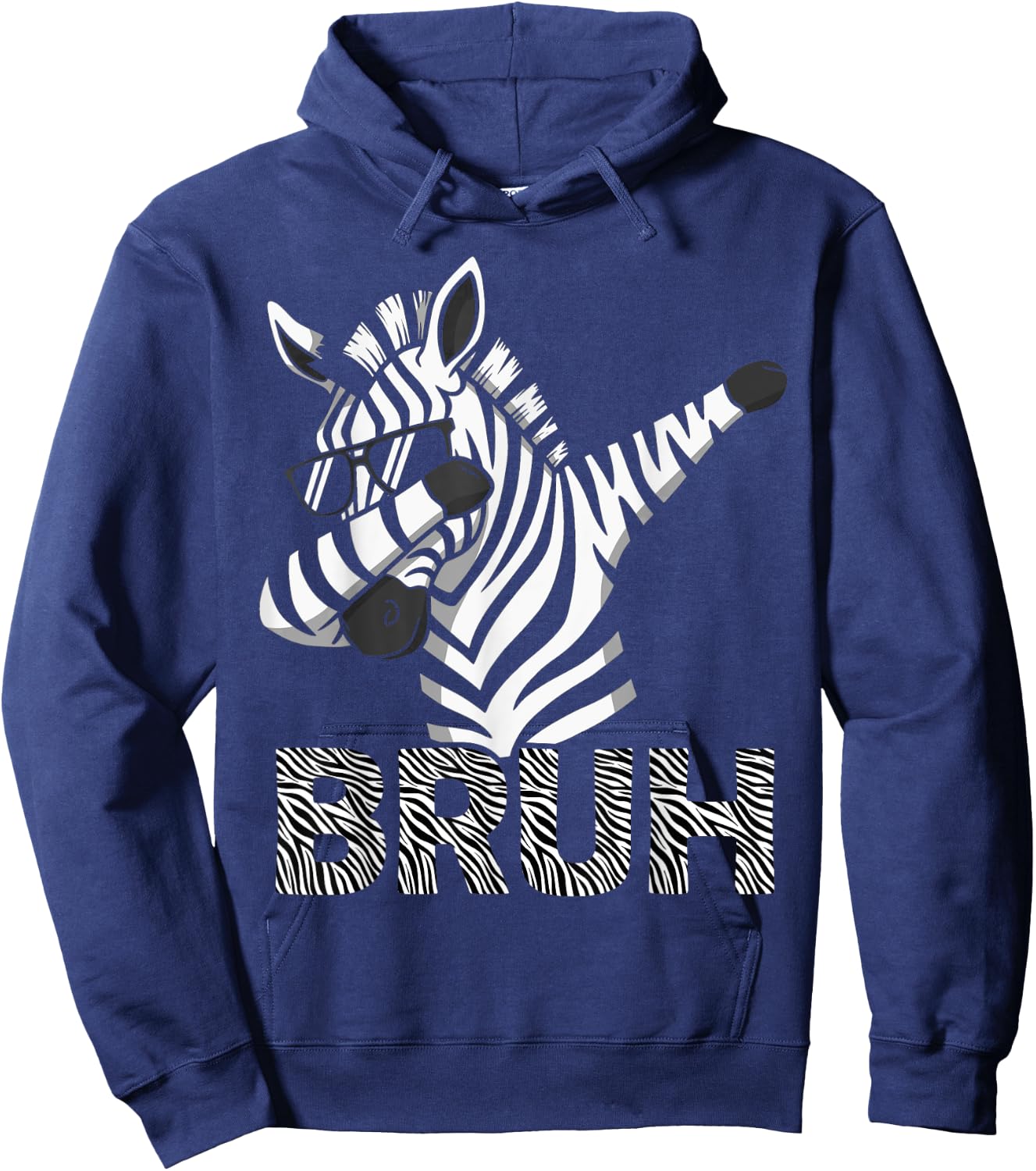 Funny Dabbing Zebra Shirt Boys Animal Print Zebra Bruh Hoodie - Hoodie | Navy