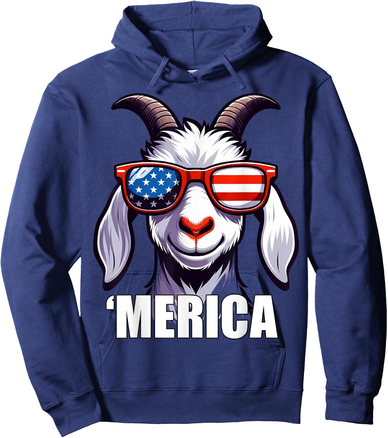 Merica Goat Funny American Patriotic USA 4th of July Animals Hoodie - Hoodie | Navy