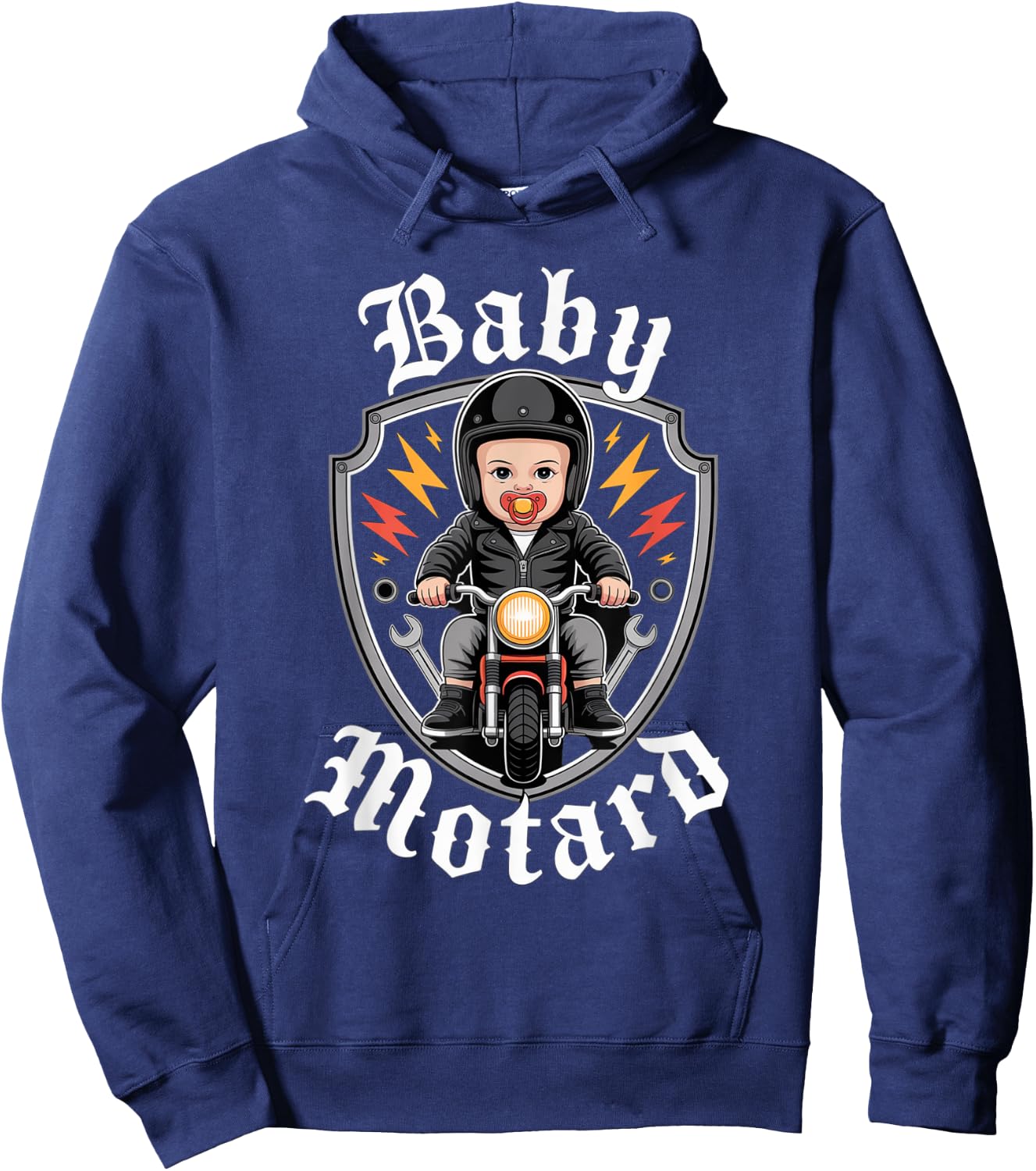 Baby Biker Gift Motorcycle for Young License Humour Biker , Black, S Hoodie - Hoodie | Navy