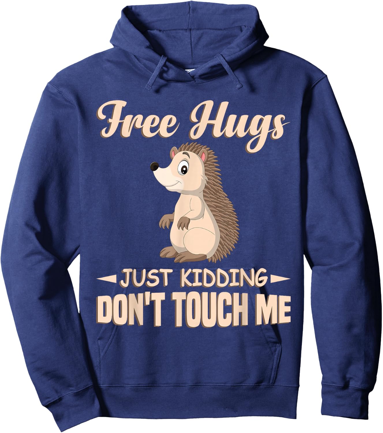 Funny Hedgehog Free Hugs Just Kidding Don't Touch Me Hoodie - Hoodie | Navy