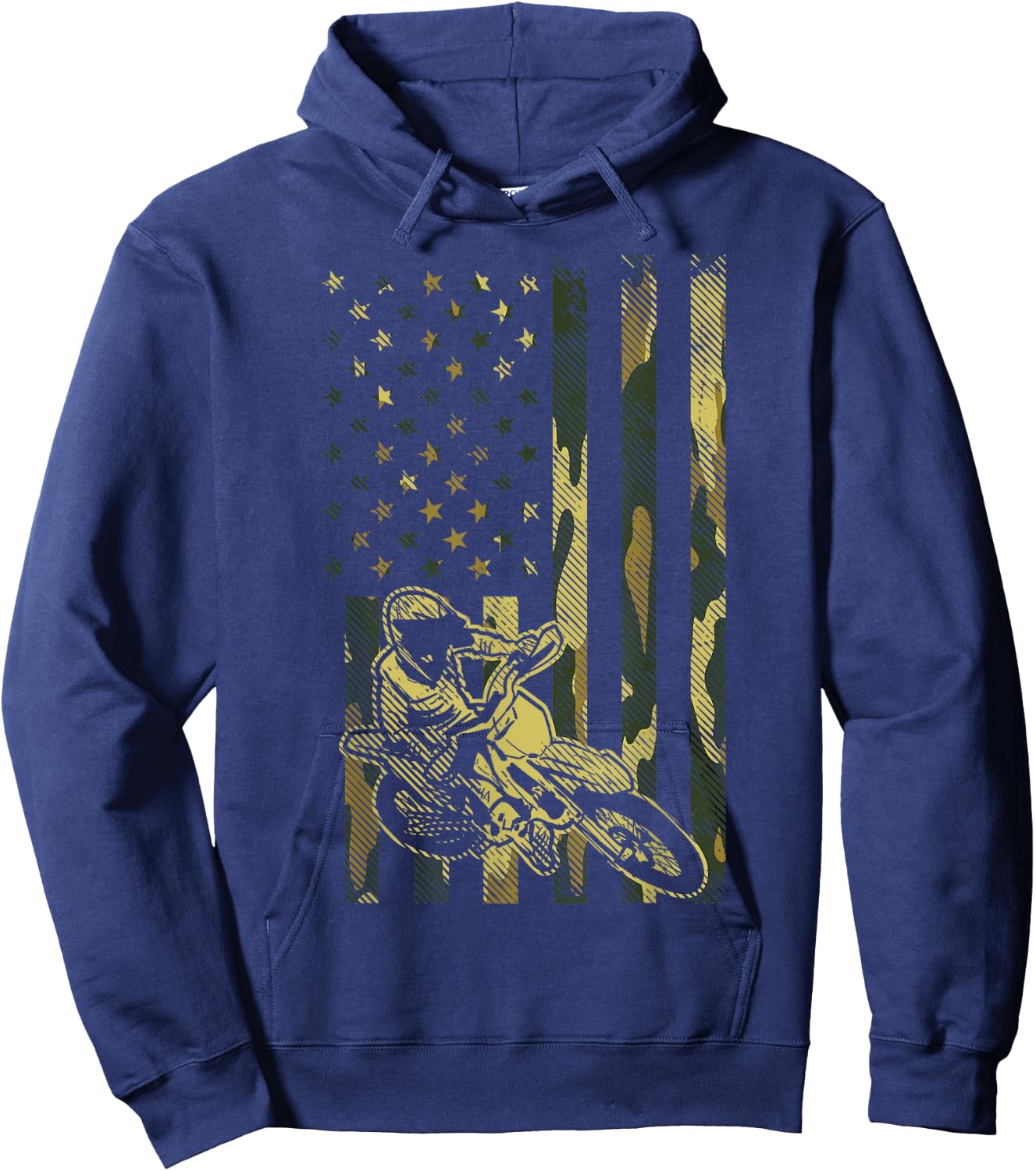 Camo American Flag Dirt Bike Vintage Motocross Racing Gift Hoodie - Hoodie | Navy