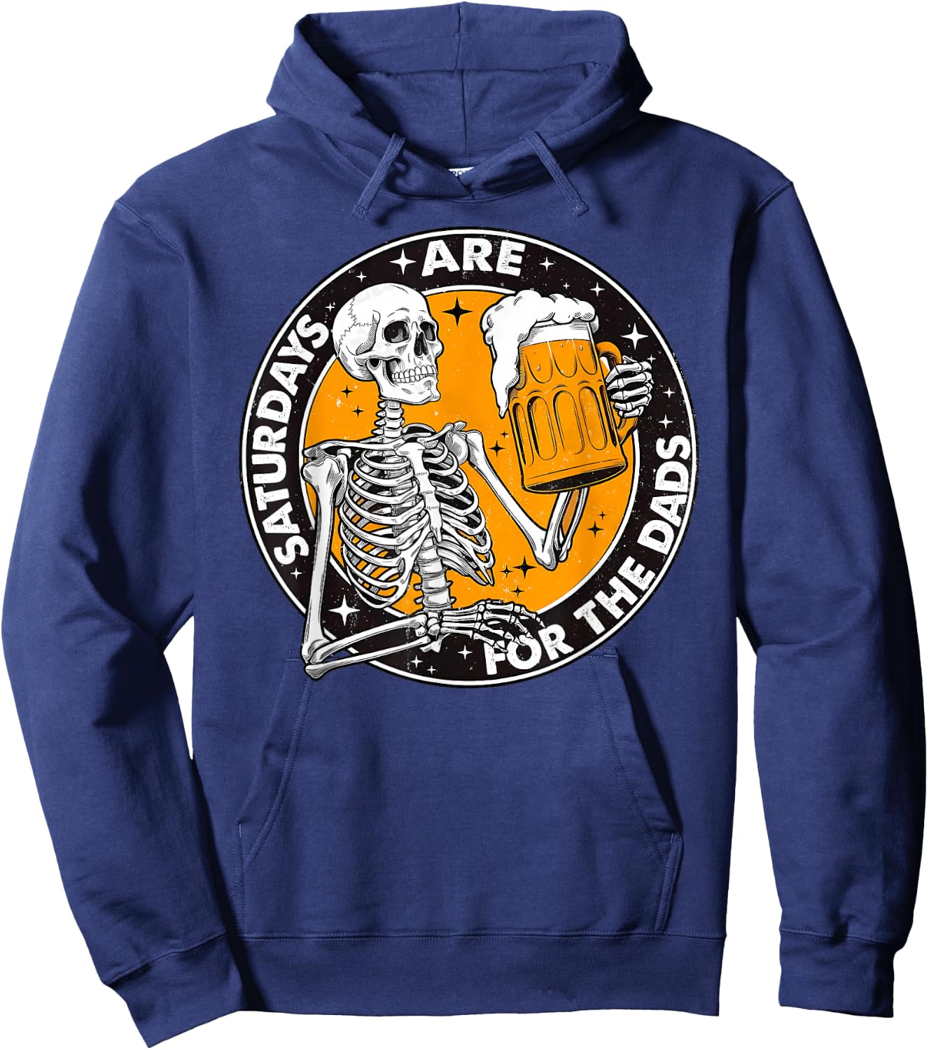 Fathers Day Saturdays are for The Dads Skeleton Beer Lover Hoodie - Hoodie | Navy
