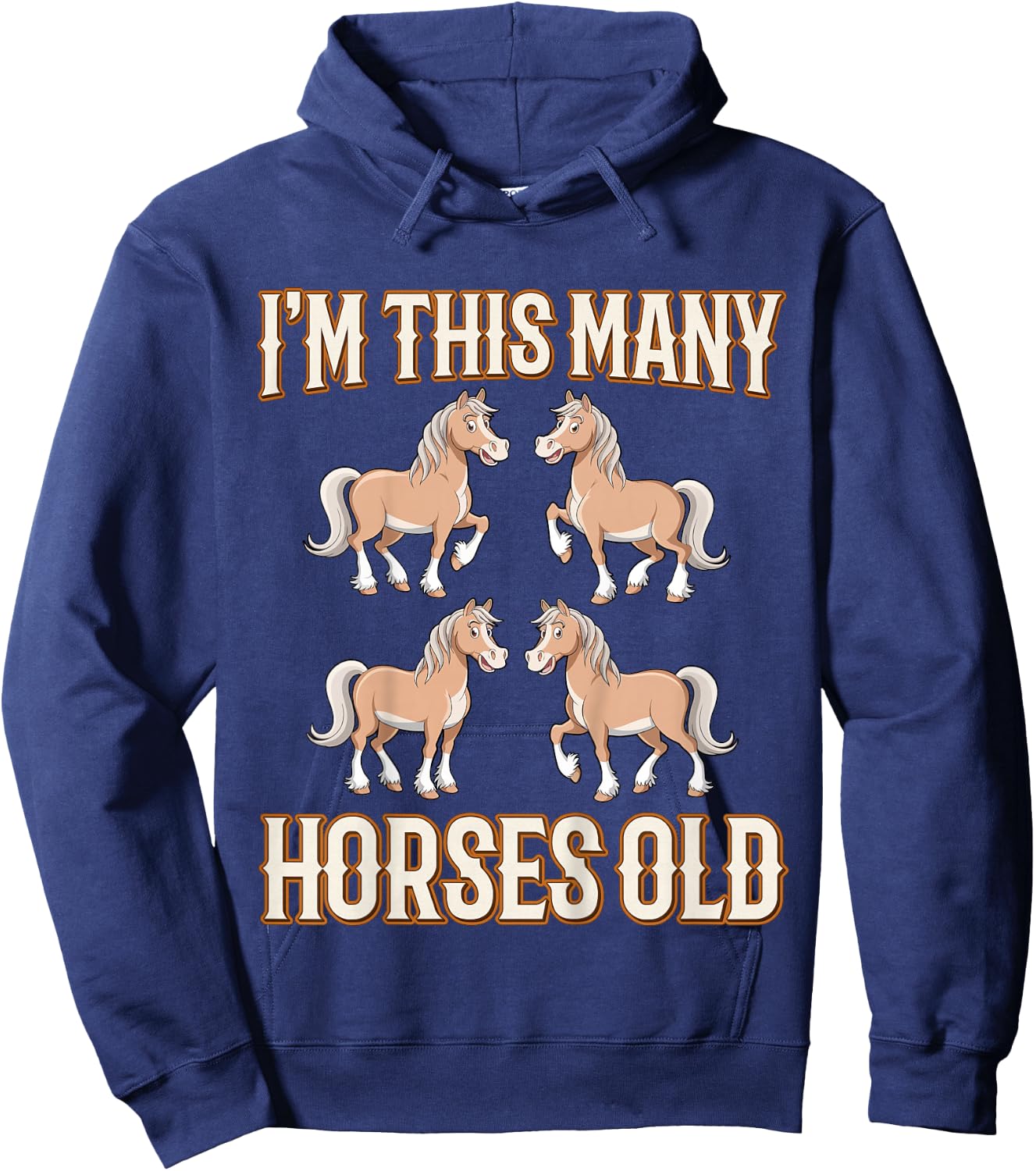 I'm This Many Horses Old Four Years Old Kids 4th Birthday Hoodie - Hoodie | Navy