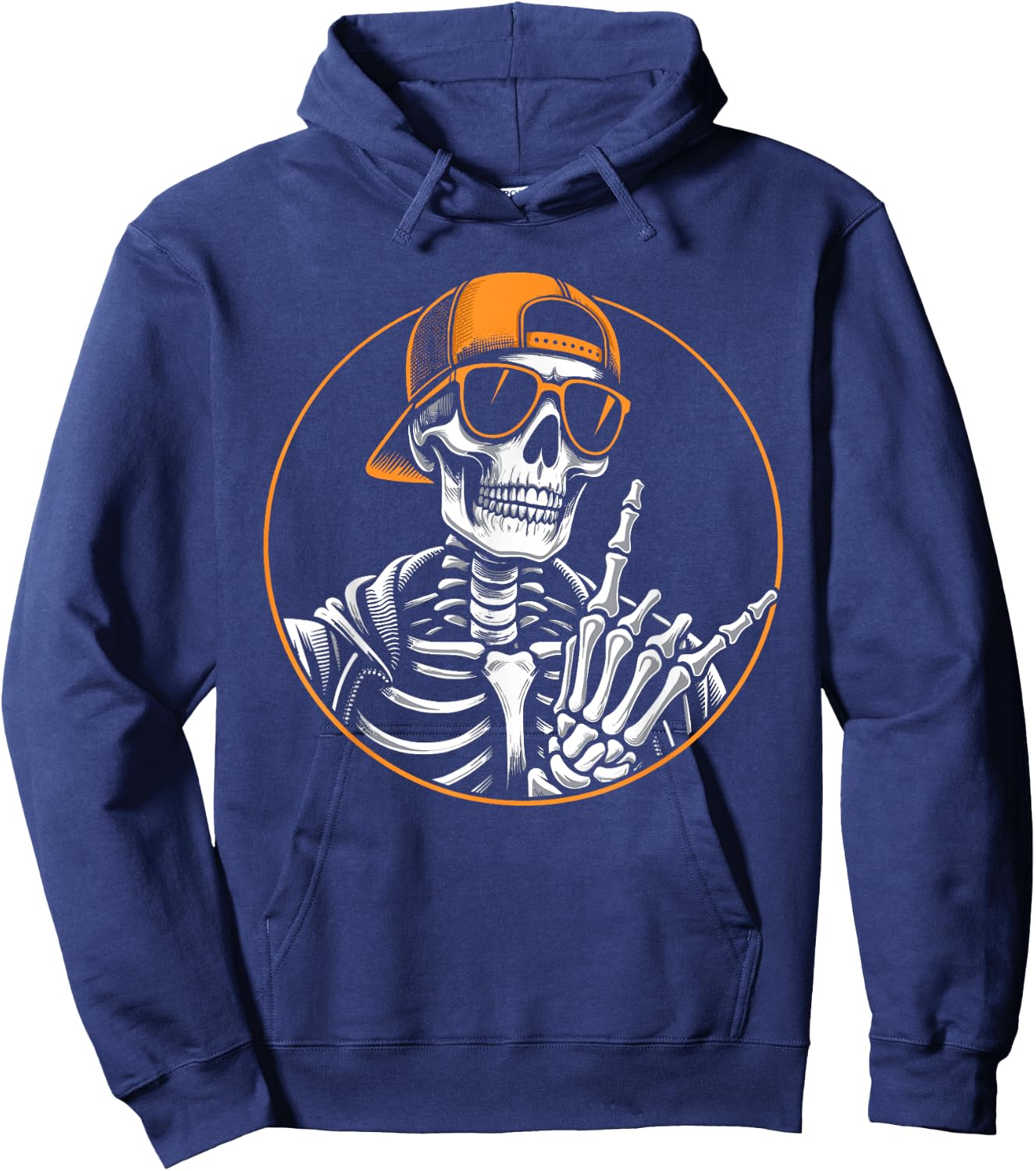 Halloween Skeleton Rock Hand, Rocker, Men & Boys, Rock Music Hoodie - Hoodie | Navy