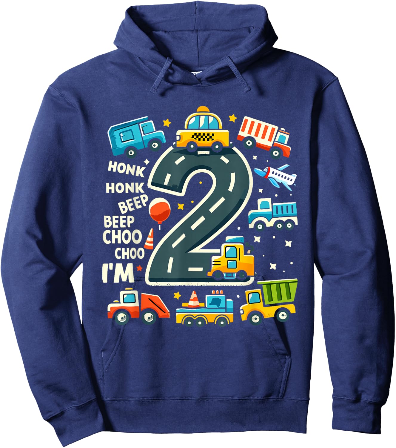 2 Year Old Birthday Boy Truck Car Transport , black Hoodie - Hoodie | Navy