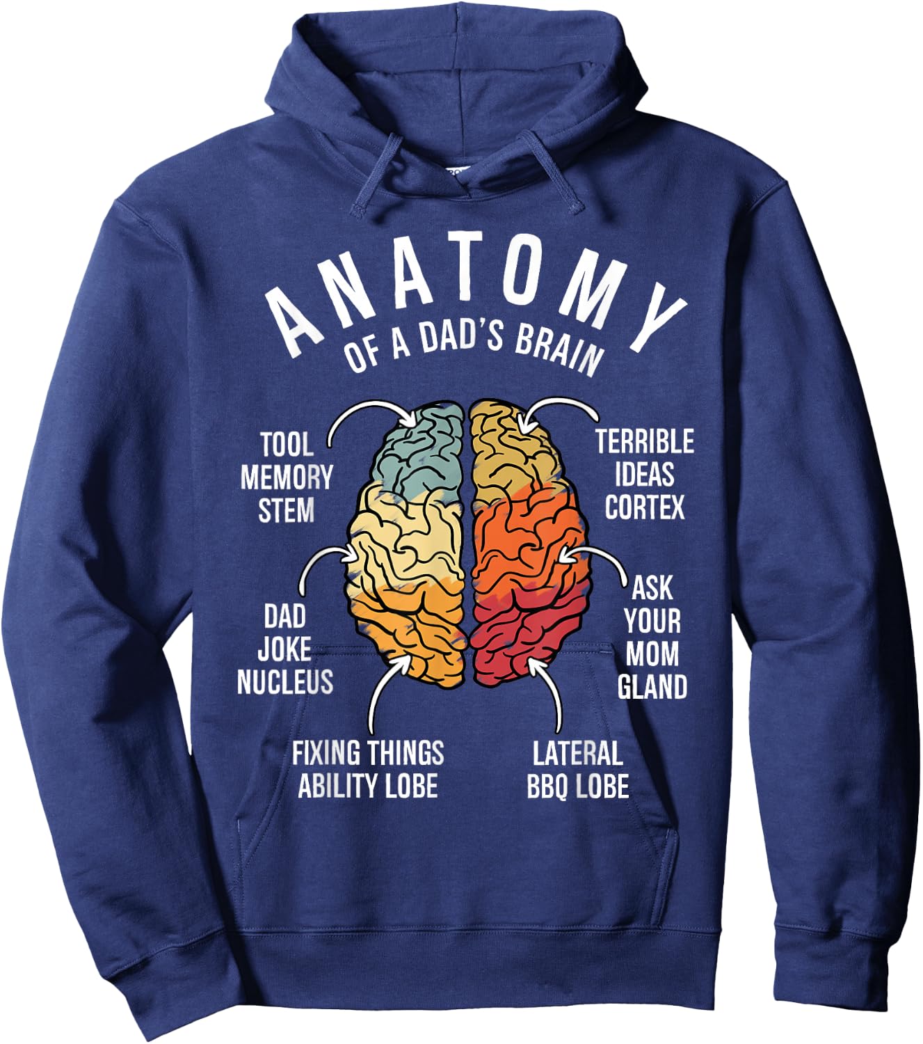 Anatomy of a Dad's Brain Funny Dad Family Humor Father's Day Hoodie - Hoodie | Navy