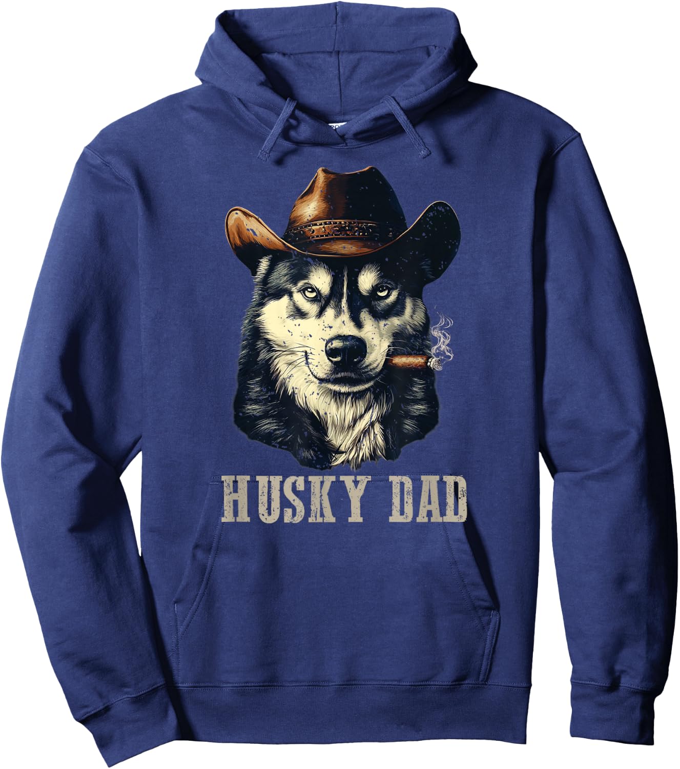 Husky Dog Vintage Best Husky Dad Father's Day Hoodie - Hoodie | Navy