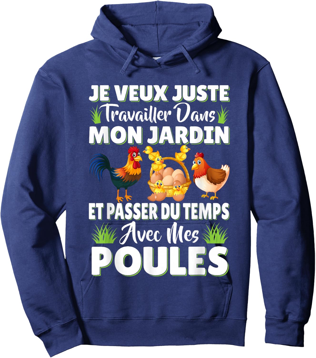 Garden and Hen Funny Gift Original Gardening , Black, S Hoodie - Hoodie | Navy