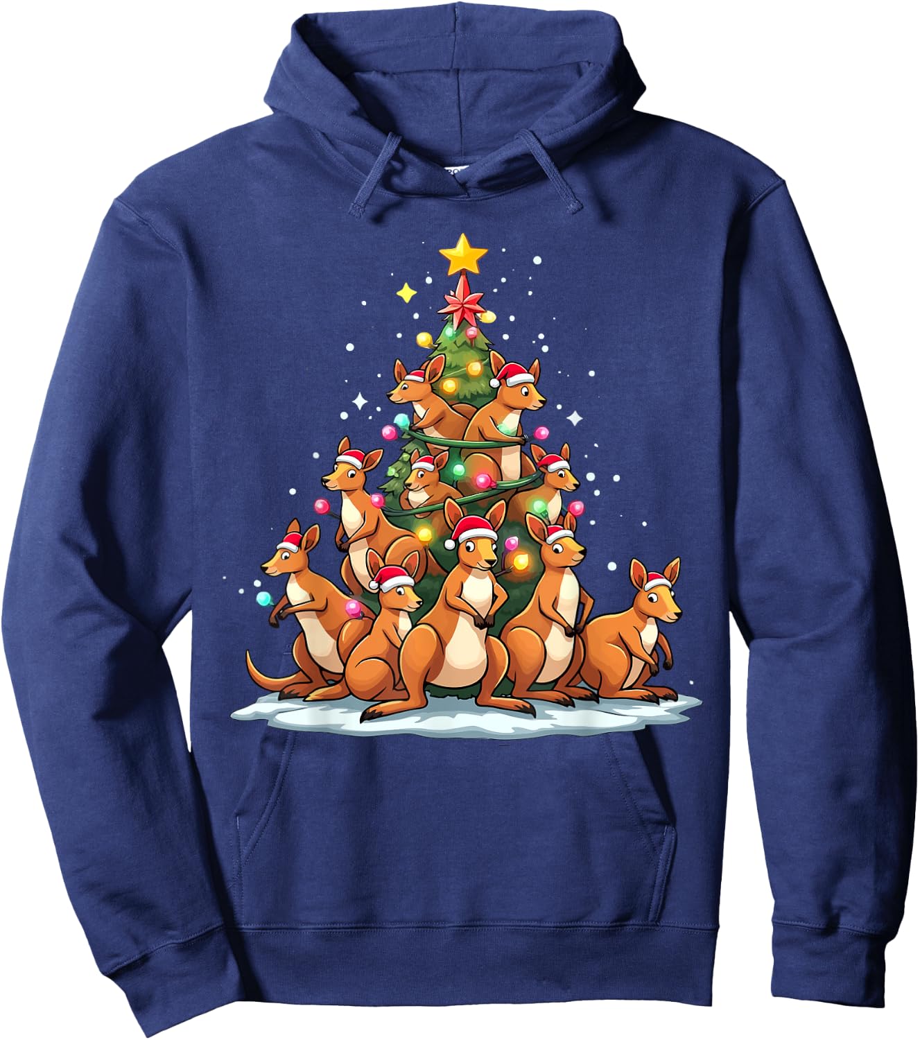 Kangaroo Christmas Tree Funny Roo Holiday Cute Kangaroo Hoodie - Hoodie | Navy