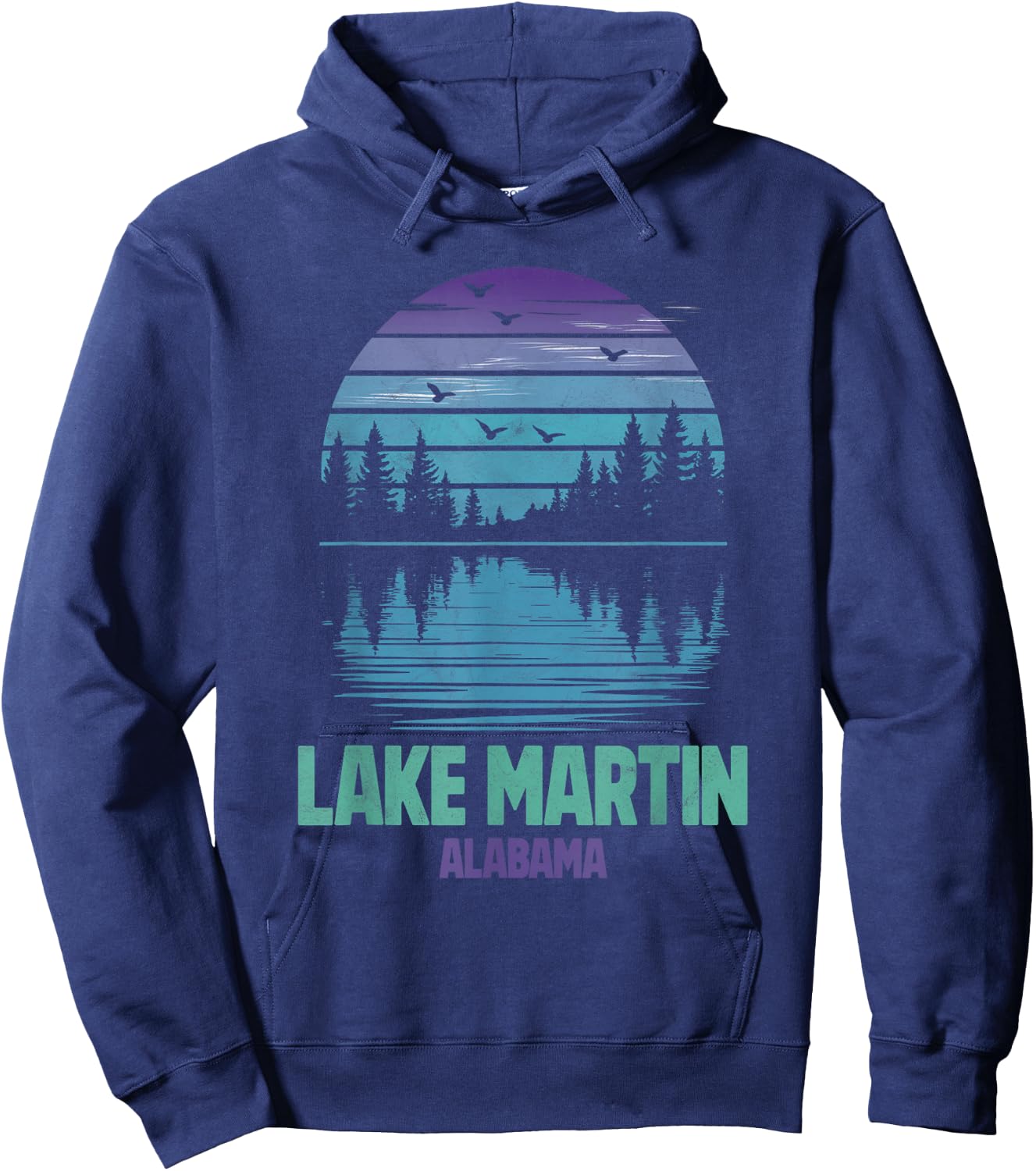 Lake Martin Alabama Outdoors Vintage Hoodie - Hoodie | Navy