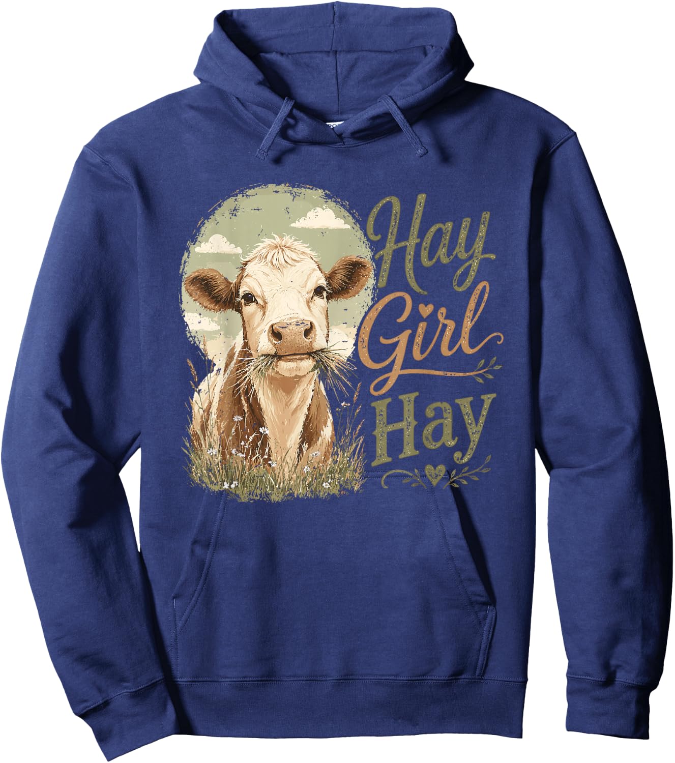 Hay Girl Hay Cow Farm Hoodie - Hoodie | Navy