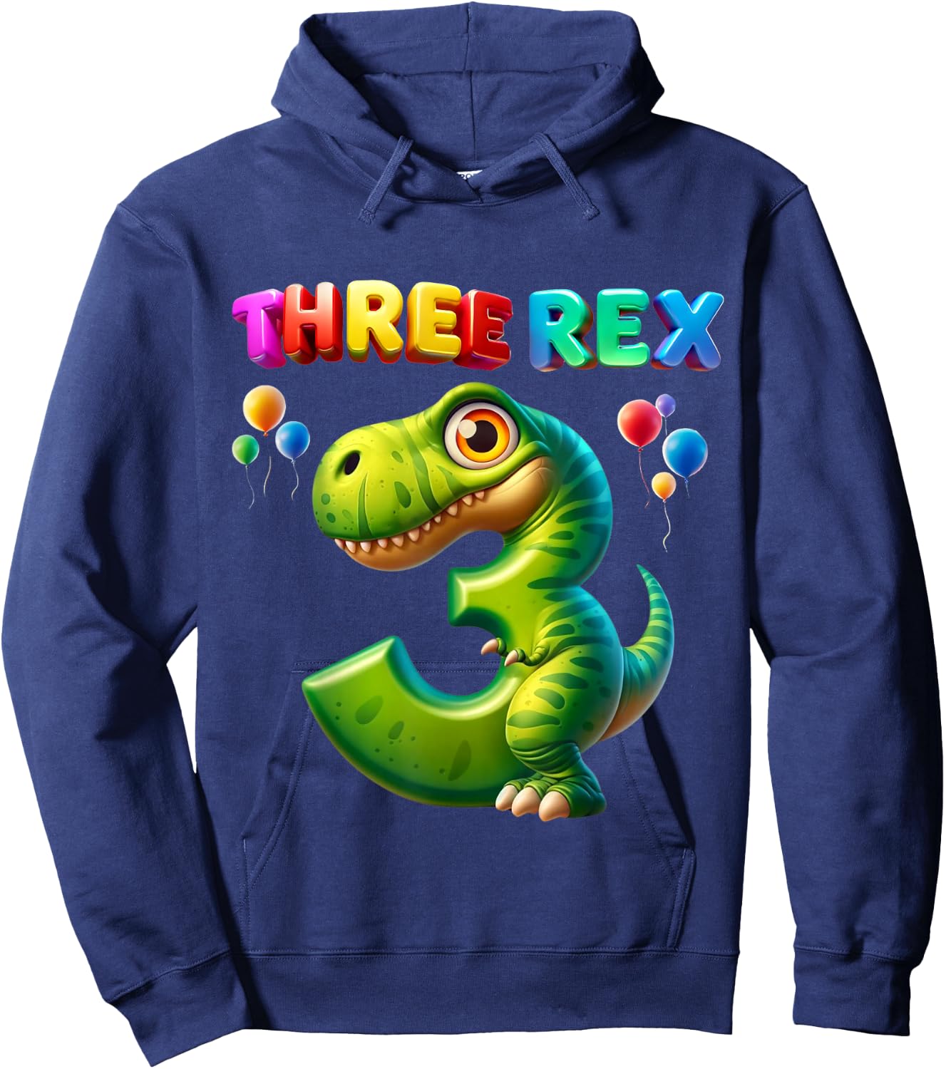 Three Rex 3rd Birthday Shirt Third Dinosaur 3 Year Old gift Hoodie - Hoodie | Navy