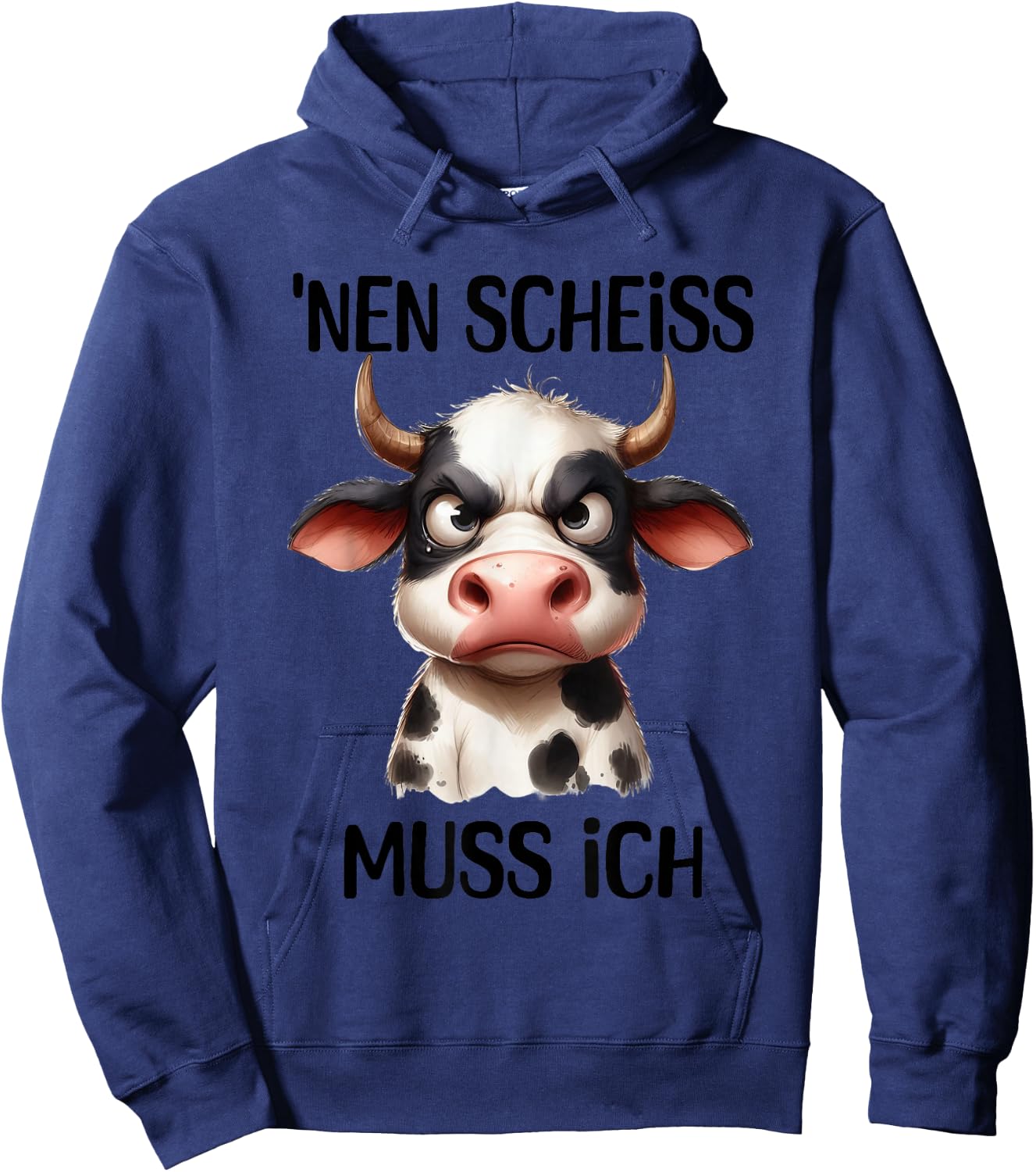 Lustige Kuh mit frechem Spruch 'nen Scheiss muss ich Hoodie - Hoodie | Navy