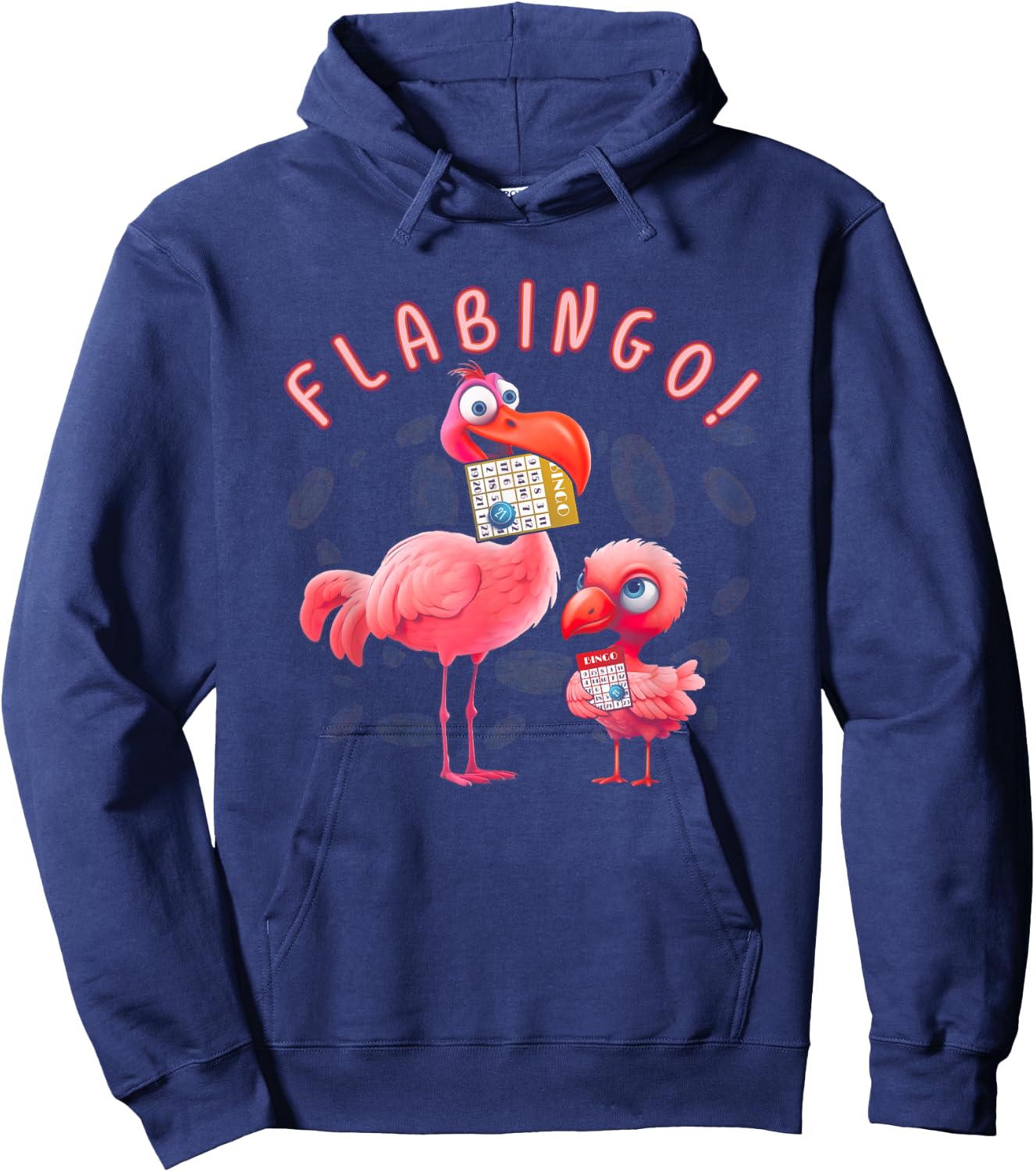 Flabingo Lucky Player Bingo Player Bingo Addict Flamingo Hoodie - Hoodie | Navy