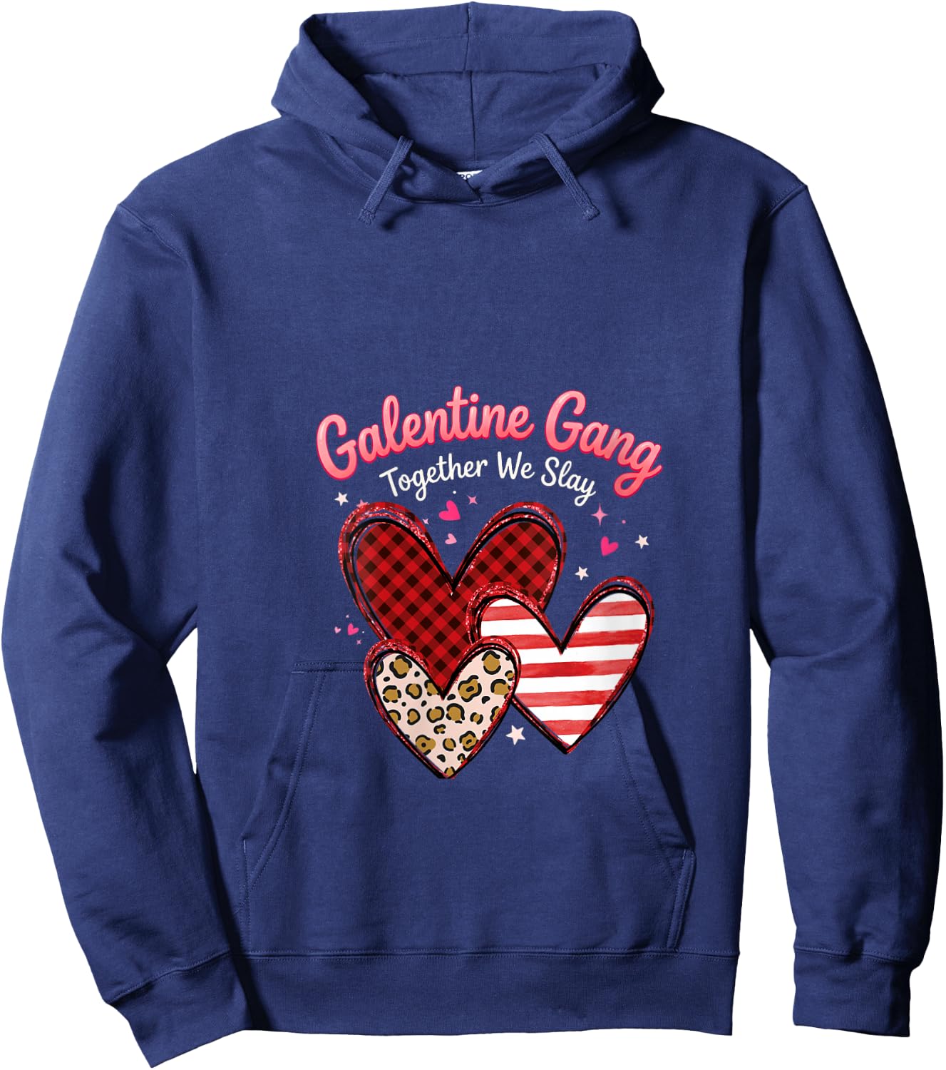 Women's Valentines Day Galentines Gang Hearts Valentine Women Girls V-Neck Hoodie - Hoodie | Navy