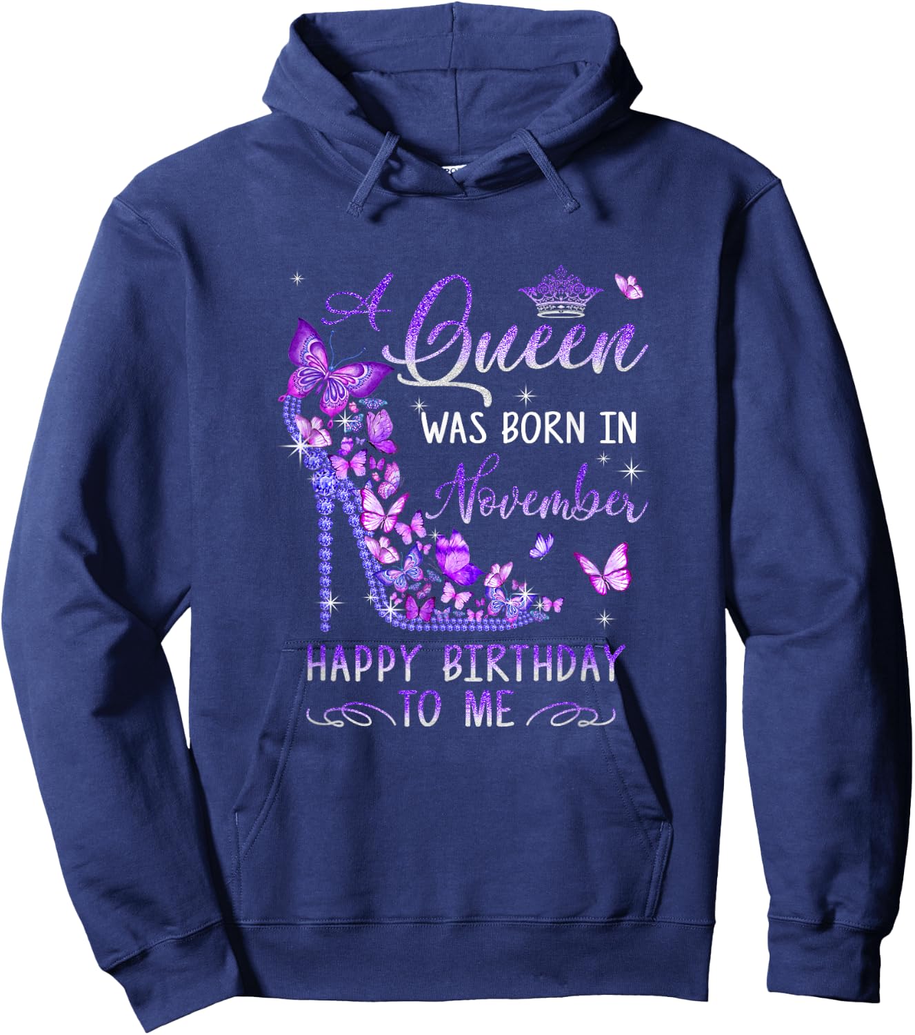 A Queen Was Born In November Cute Birthday Girls Women Hoodie - Hoodie | Navy