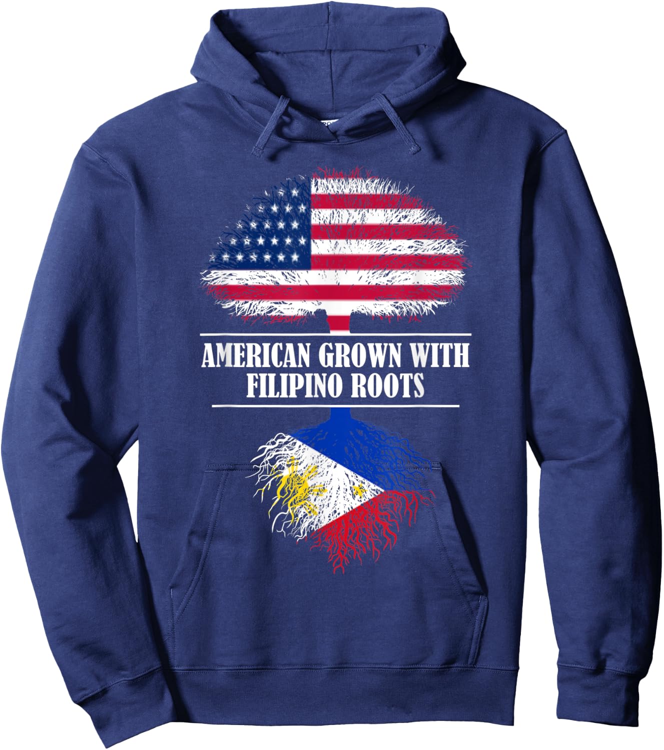 American grown with filipino roots Philippines flag gift Hoodie - Hoodie | Navy