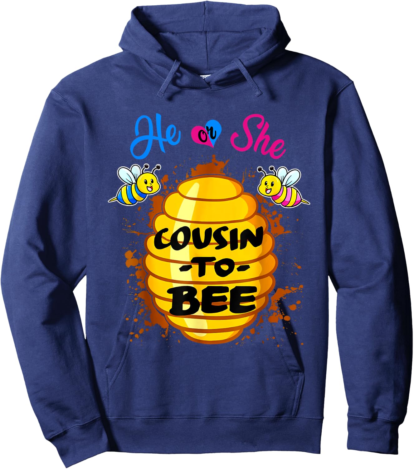He Or She Cousin To Bee Gender Reveal Pregnancy Announcement Hoodie - Hoodie | Navy