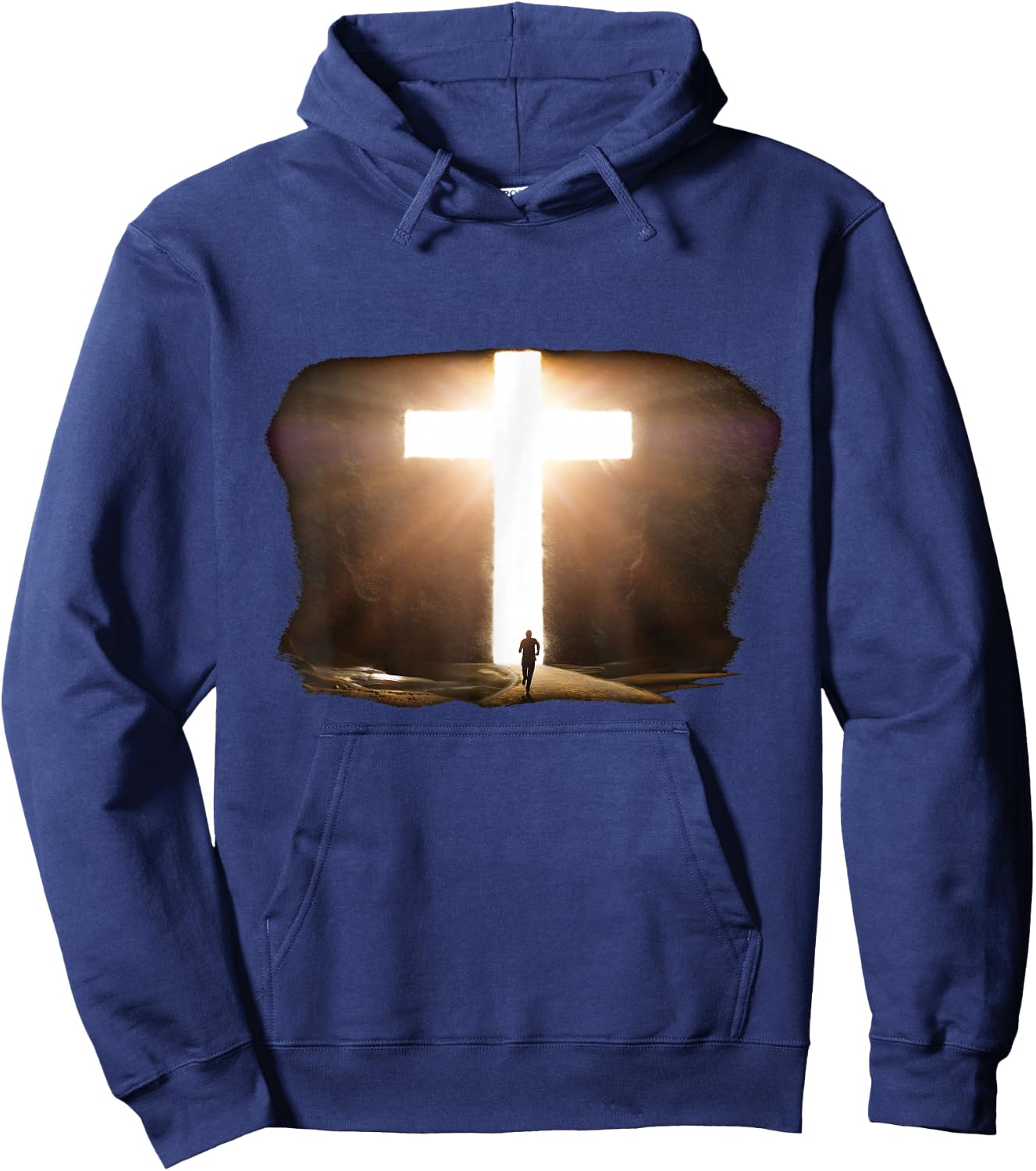 Jesus Christ Faith Cross in the Rock Christian Running Men Hoodie - Hoodie | Navy