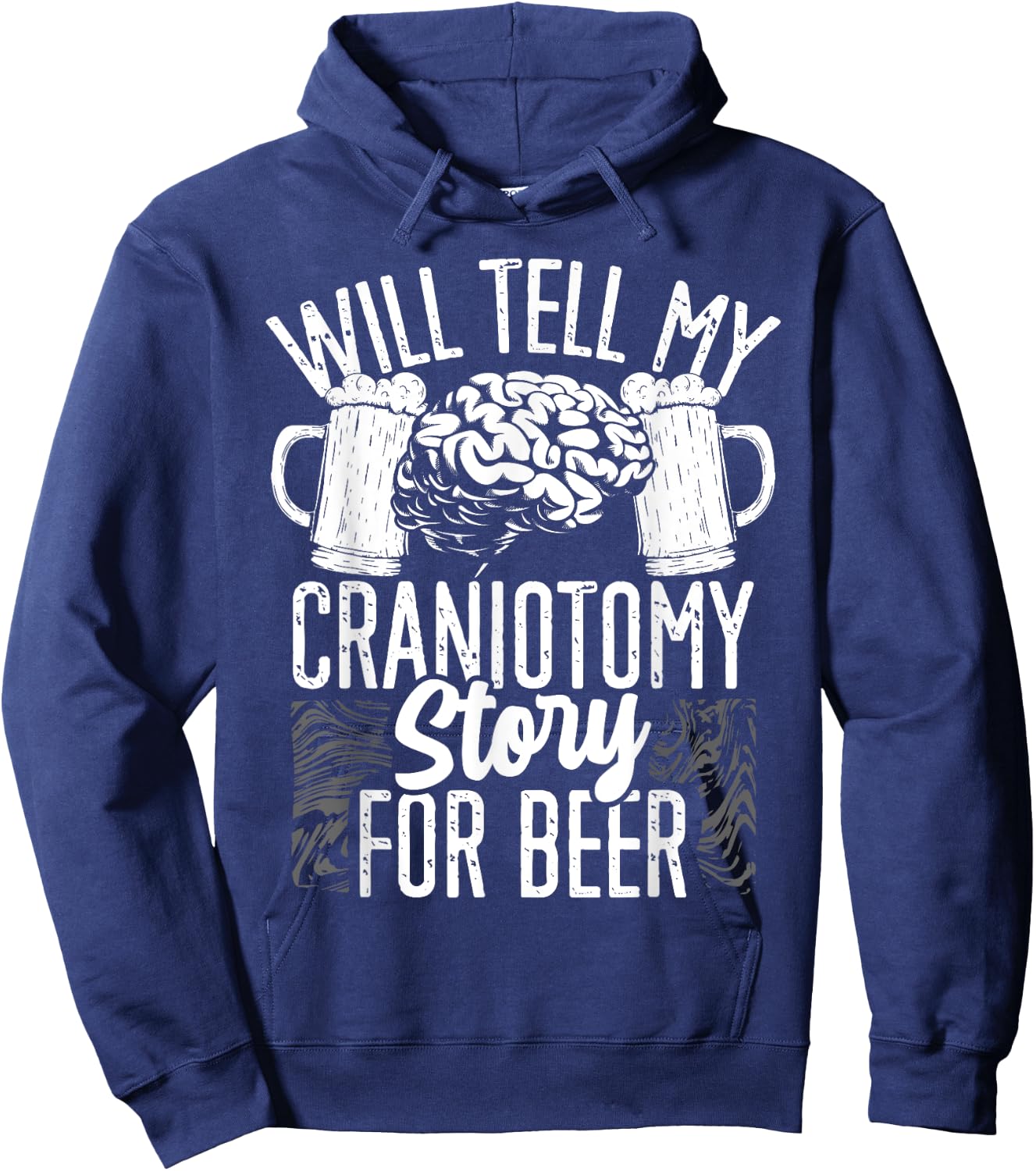 Craniotomy Surgery Recovery Beer Drinking Brain Surgery Hoodie - Hoodie | Navy