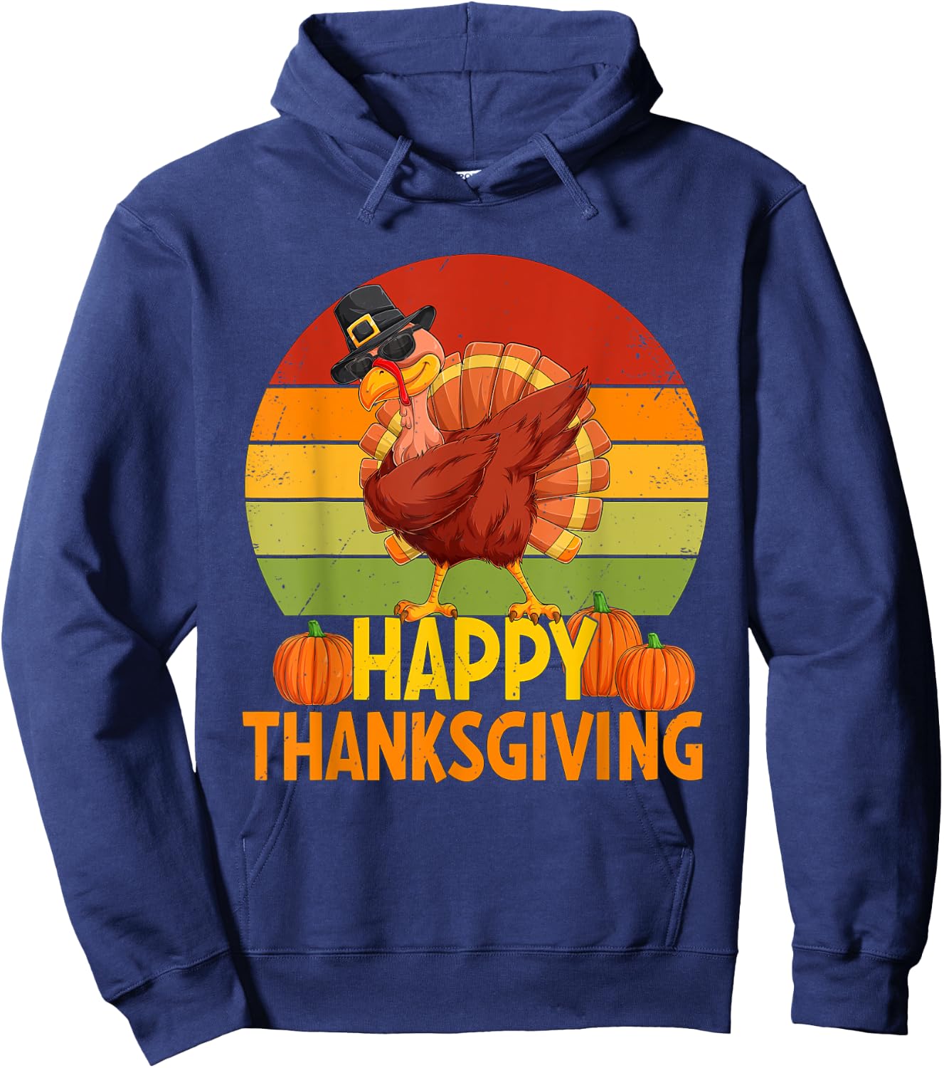 Happy Thanksgiving Dabbing Turkey Pilgrim Boys Girls Toddler Hoodie - Hoodie | Navy