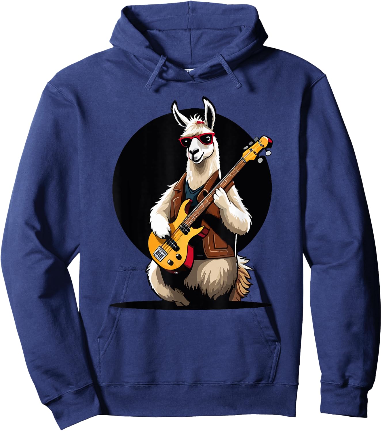 Llama playing Electric Guitar, Llama Guitarist Hoodie - Hoodie | Navy