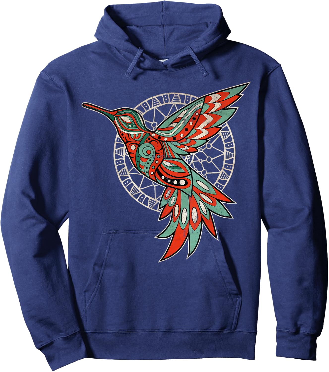 InGENIUS Native American Indian Day Shirts & Gifts -Adults Hummingbird Tribal Art Native American Tribal Art Black Small Classic Fit Pull On Round Collar Short Sleeve Hoodie - Hoodie | Navy