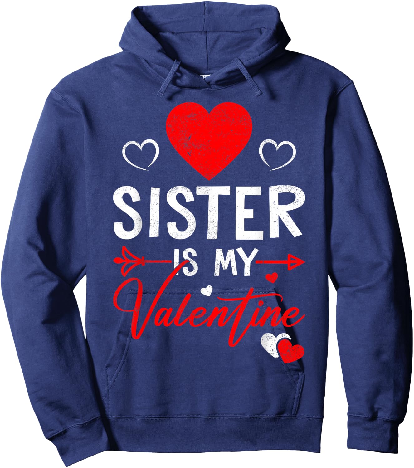 Family Matching Love Heart Sister Is My Valentine Hoodie - Hoodie | Navy