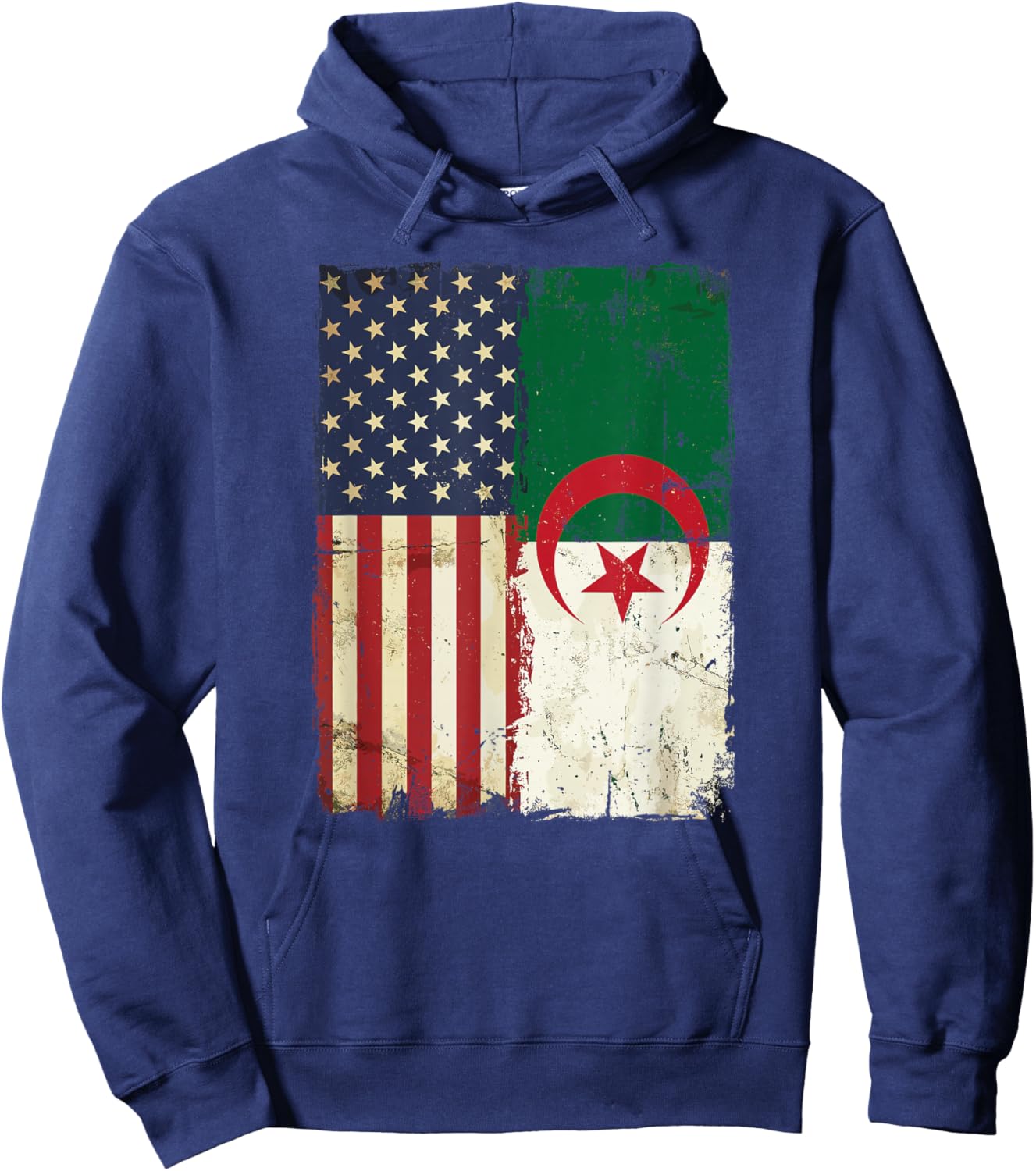 Algerian American Flag Pride Heritage Patriotic Vintage Hoodie - Hoodie | Navy