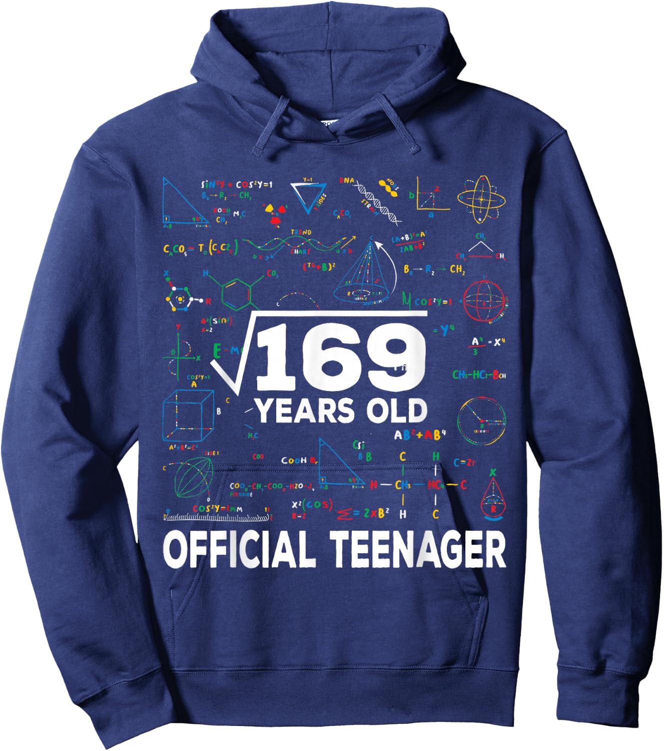 Square Root Of 169 13 Years Old Official Teenager Birthday Hoodie - Hoodie | Navy
