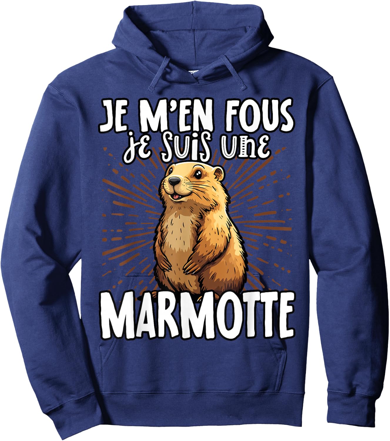 Je M'en Fous Je Suis Une Marmotte Mignonne , Black, S Hoodie - Hoodie | Navy