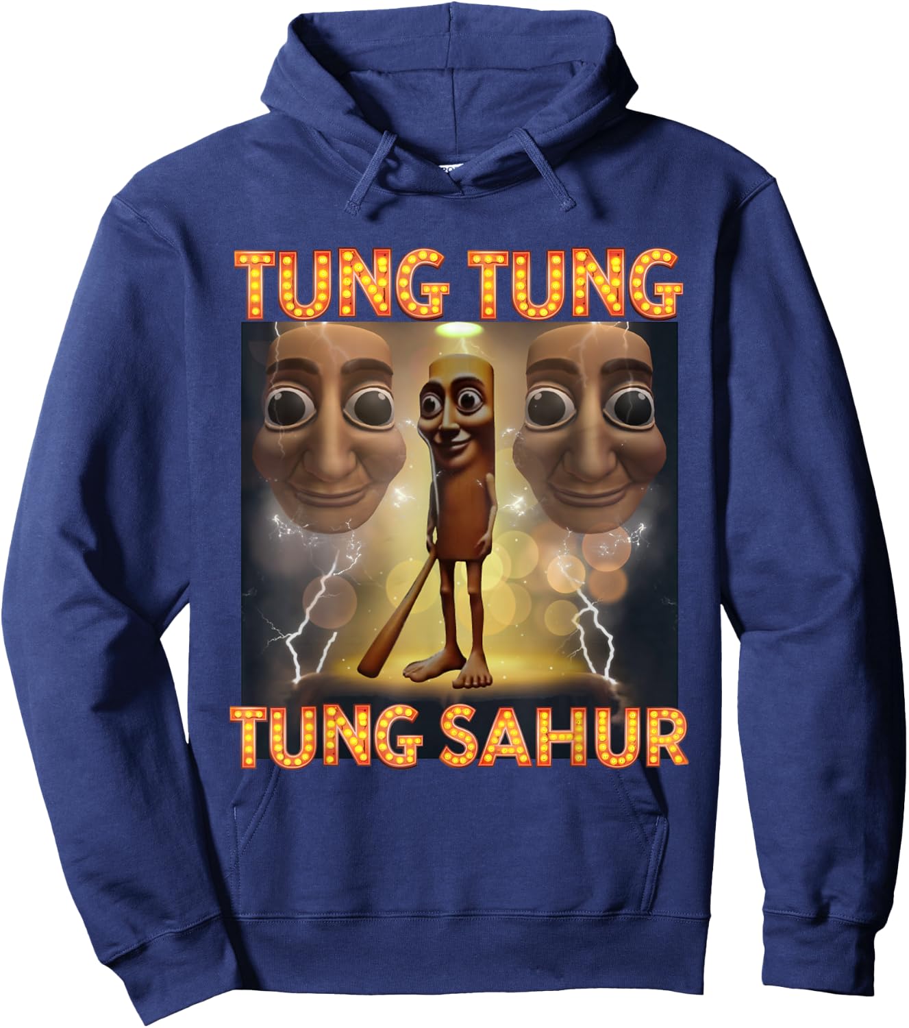 Tung Tung Sahur Funny Meme Italian Brain Red Hoodie - Hoodie | Navy