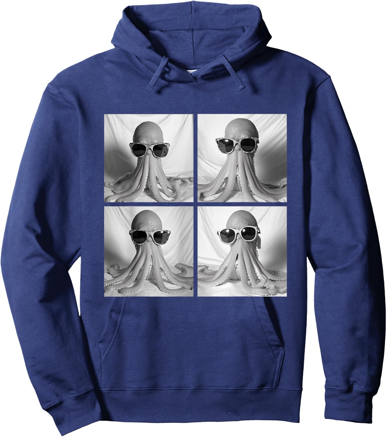 Funny Octopus with Sunglasses Cool Ocean Animals Humor Meme Hoodie - Hoodie | Navy