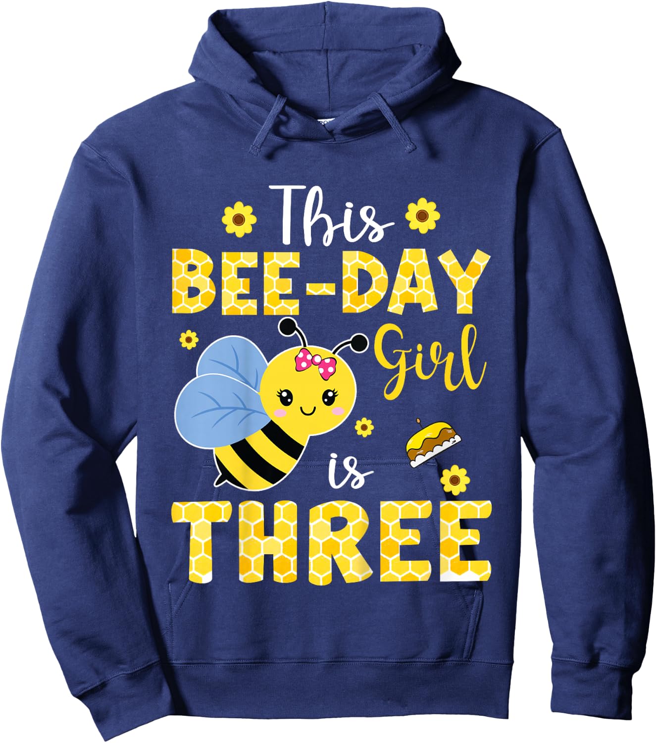 This Bee-Day Girl Is Three 3 Years Old 3rd Birthday Kids Hoodie - Hoodie | Navy