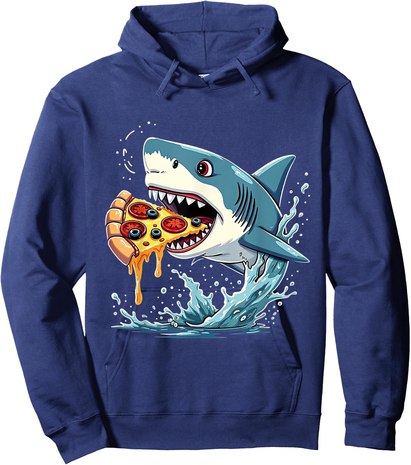 Shark Eating Pizza Funny Pizza Lover Men Women Hoodie - Hoodie | Navy