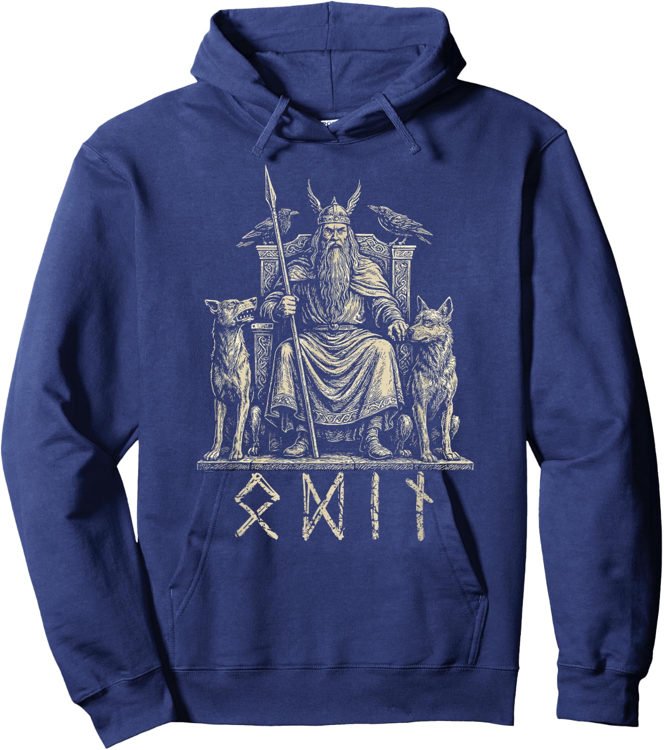 Odin Wolves Ravens Odins Wotan Nordic Viking God Viking Hoodie - Hoodie | Navy