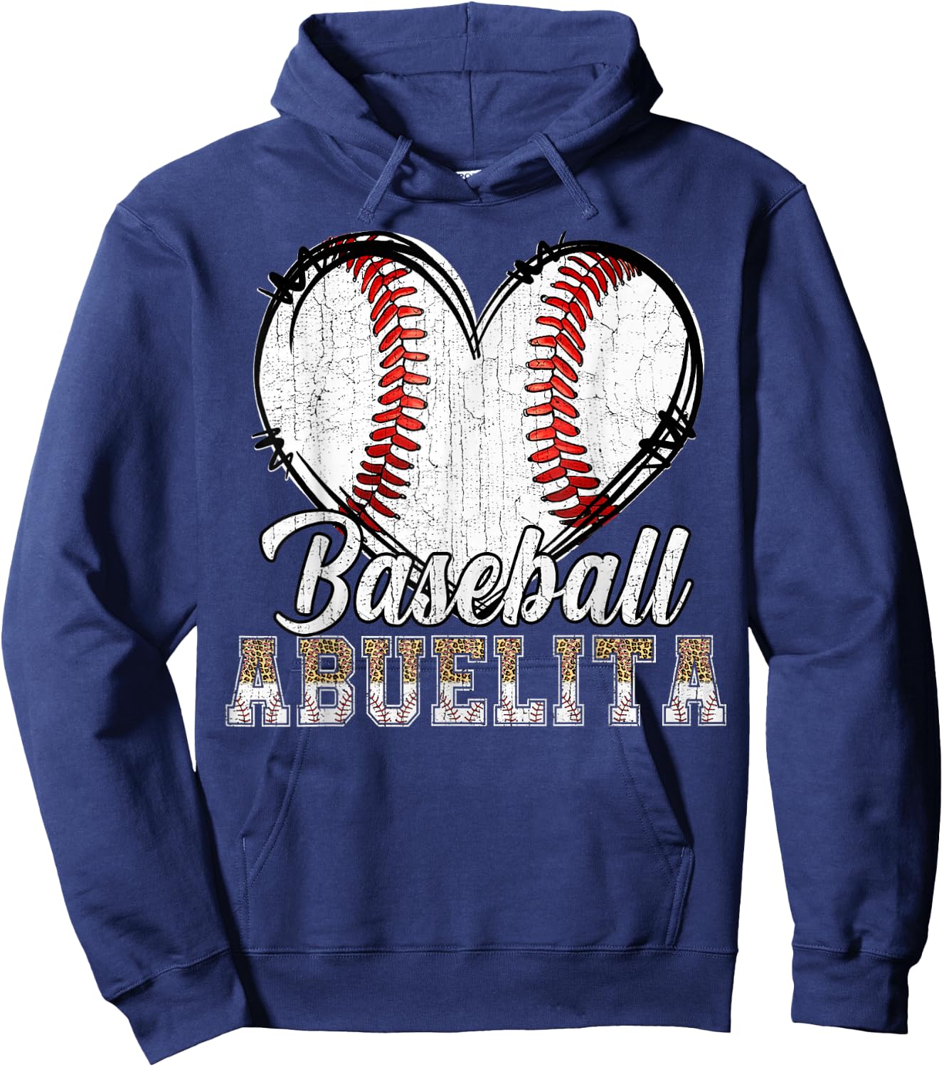 Softball Baseball Abuelita Heart Leopard Print Mother's Day Hoodie - Hoodie | Navy