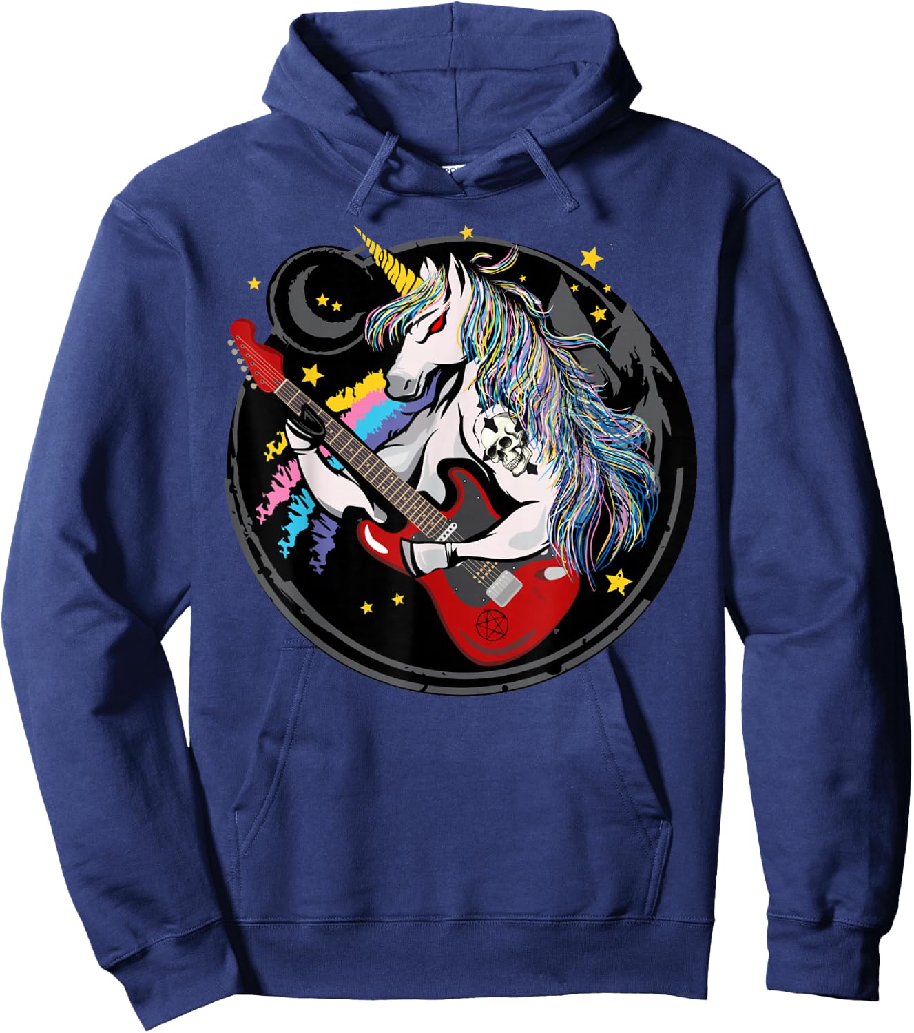 Funny Heavy Metal Unicorn Design Women Kids , black Hoodie - Hoodie | Navy