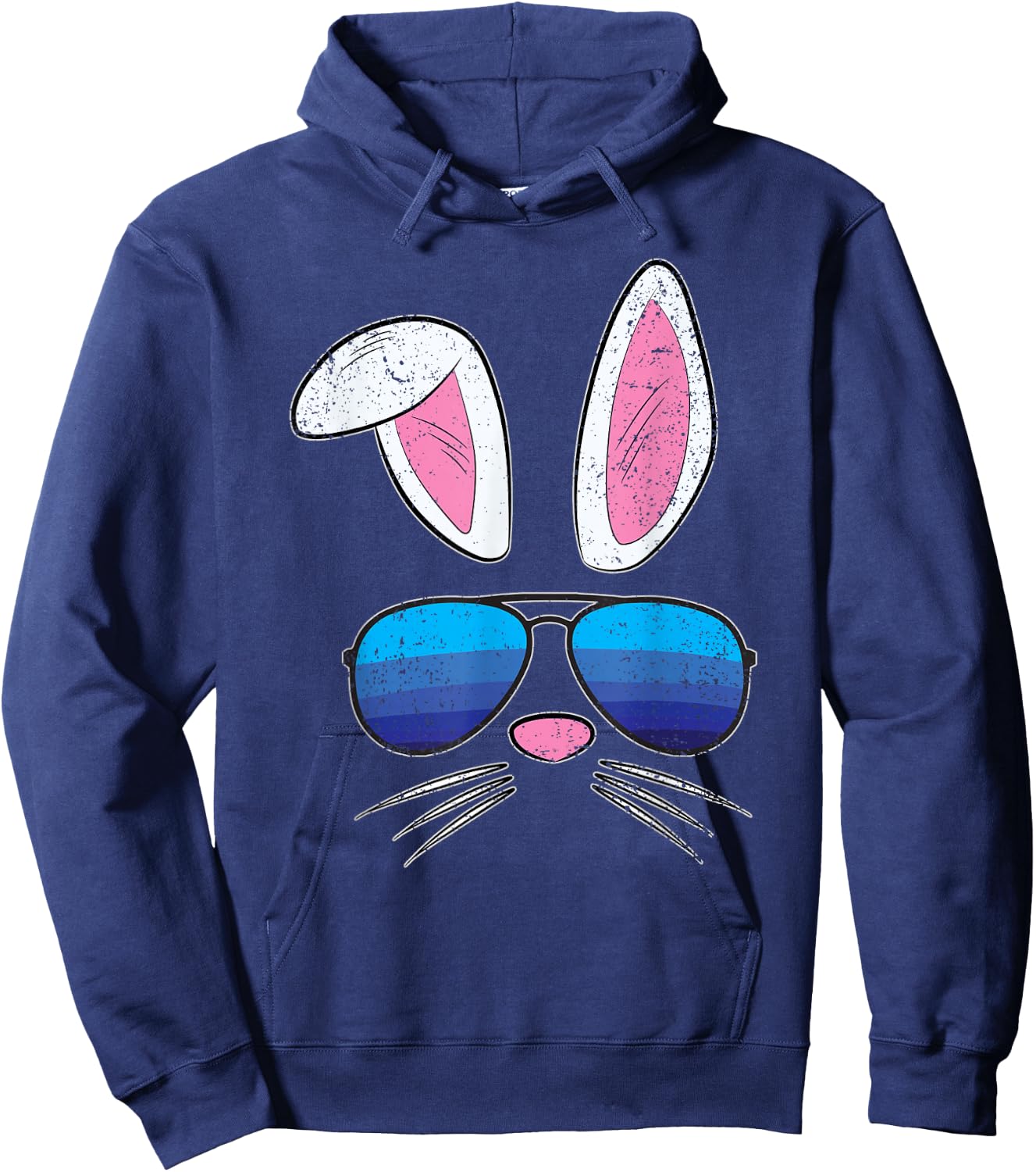 Easter Bunny Sunglasses Cute Rabbit Face Spring Hoodie - Hoodie | Navy