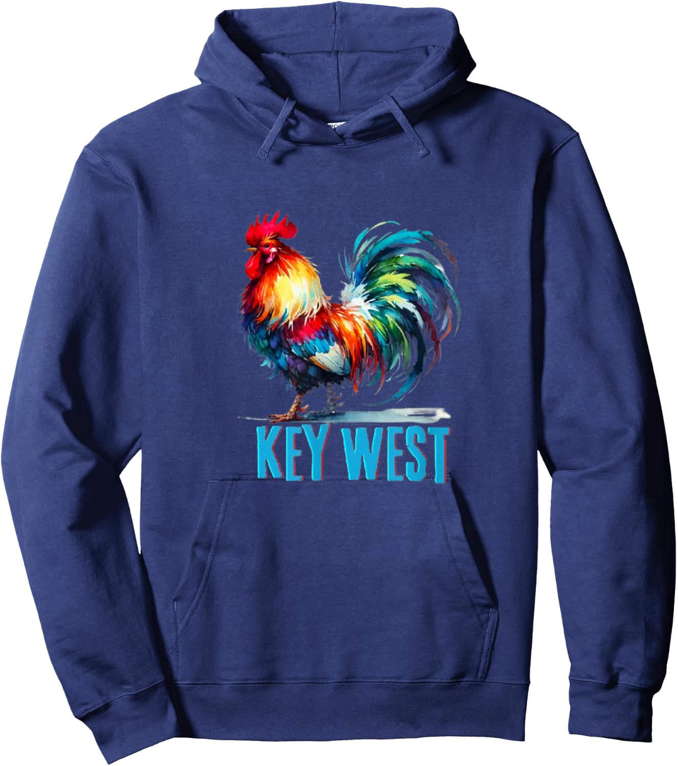 Key West Colorful Rooster Florida Keys Hoodie - Hoodie | Navy